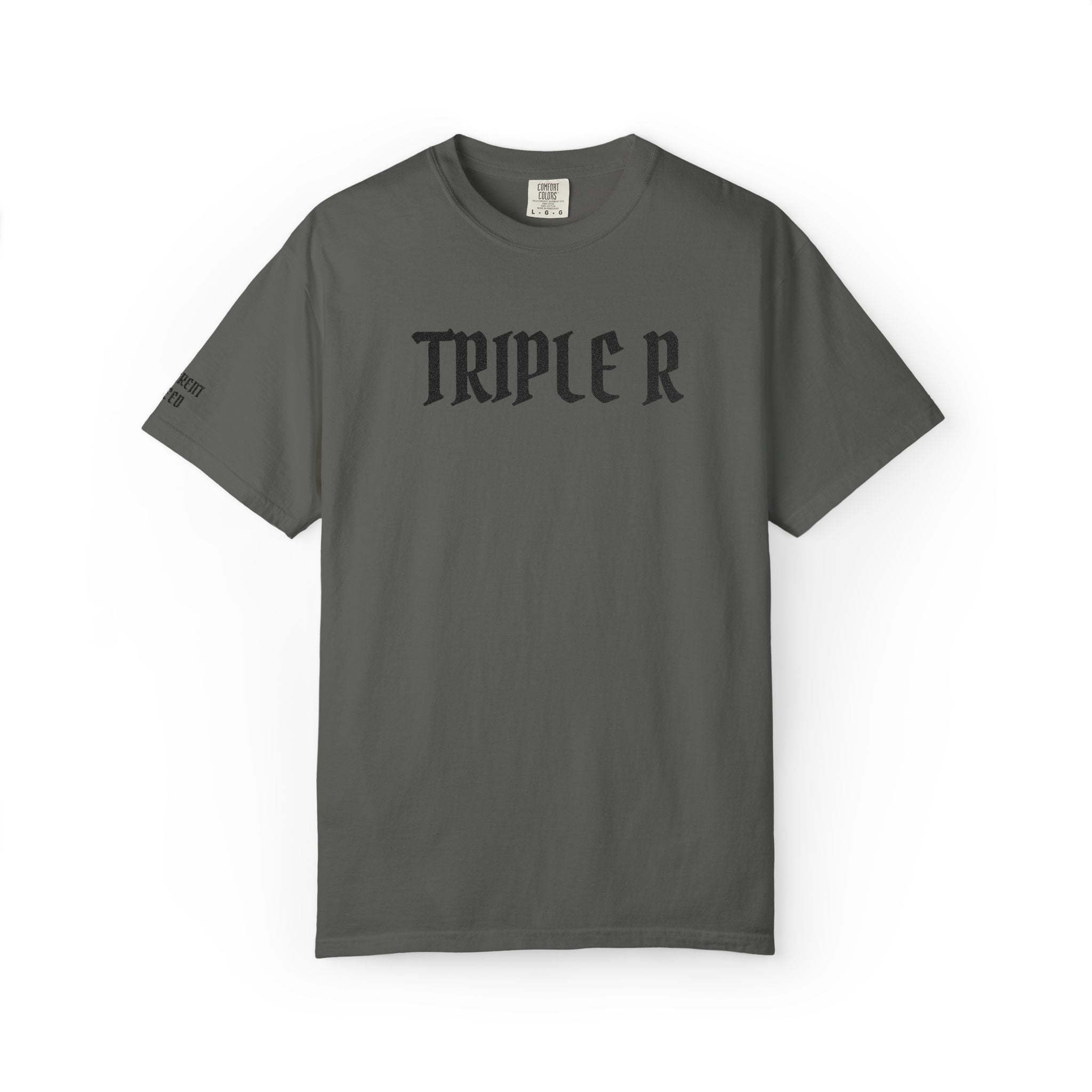 Triple R Gothic Tee — White Graphic T-Shirt