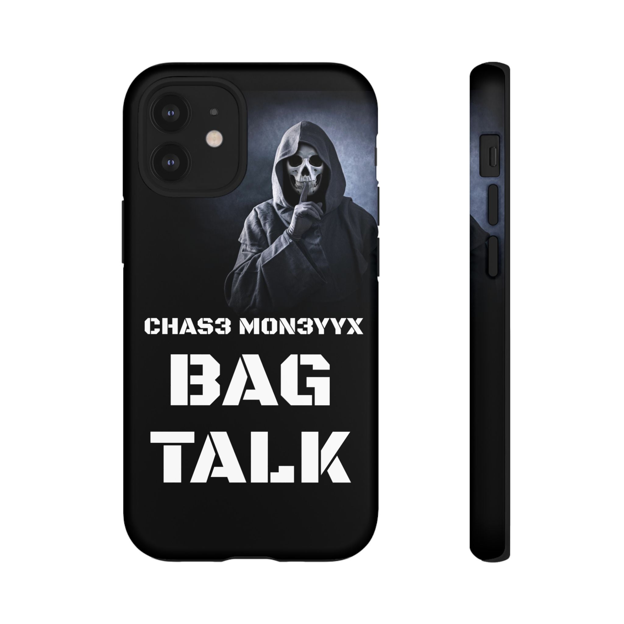 Phone Case — 'Bag Talk' Grim Reaper Graphic, Dark Gothic Protective Cover