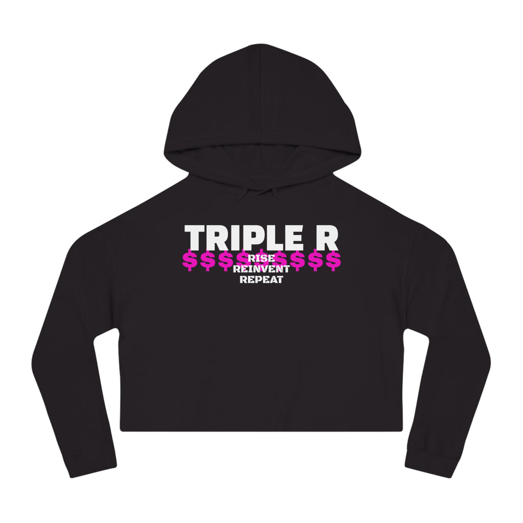 Cropped Hoodie — TRIPLE R "Repeat" Money Graphic Women's Sweatshirt