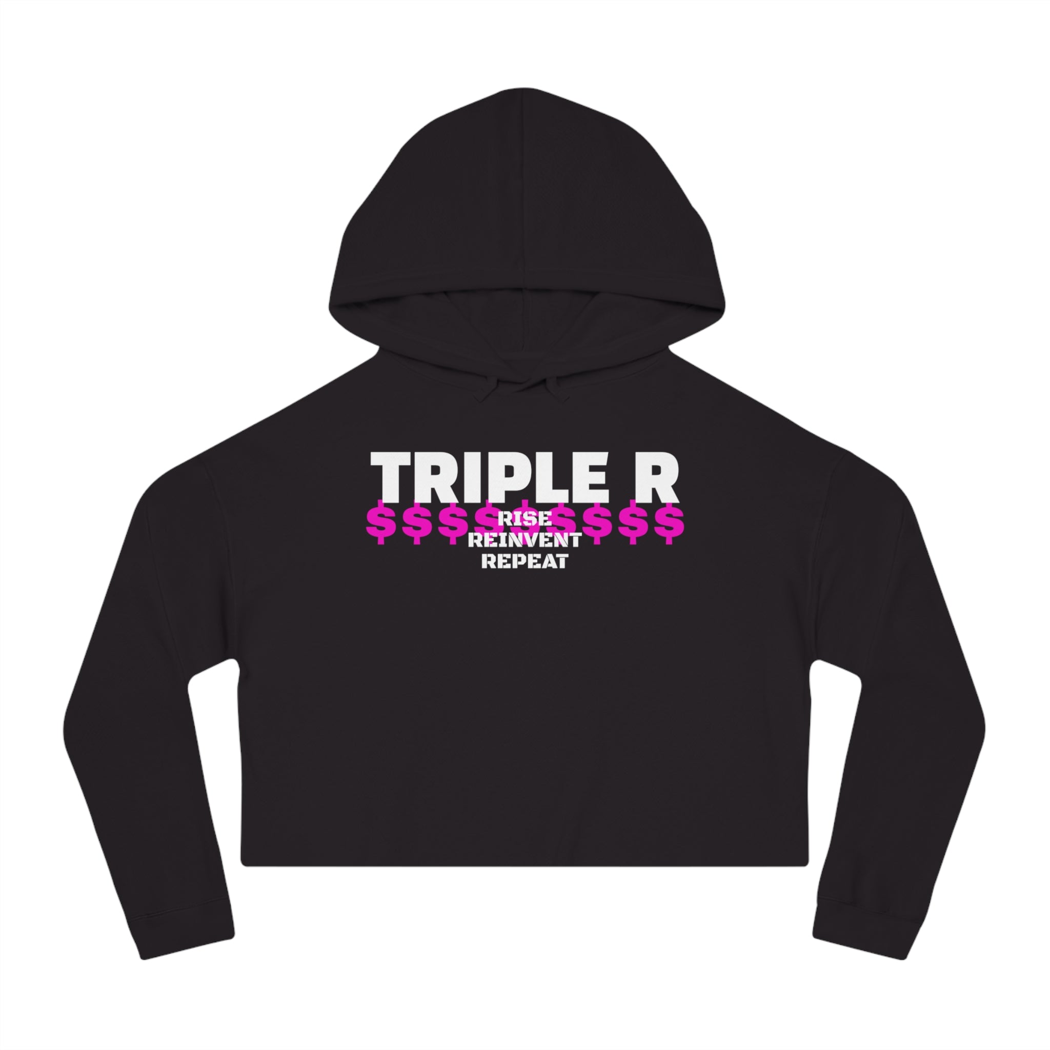 Cropped Hoodie — TRIPLE R "Repeat" Money Graphic Women's Sweatshirt