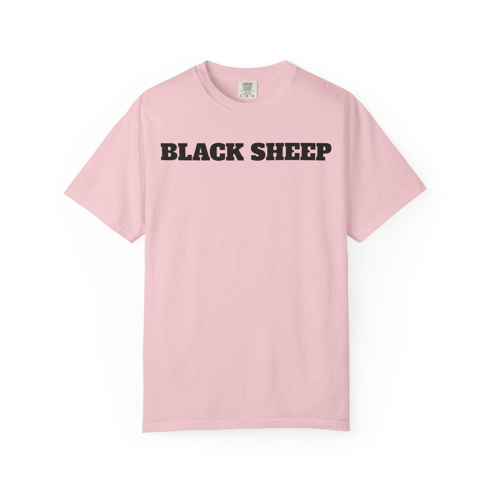 Black Sheep T-Shirt — Bold Back Lip Graphic & Front Text