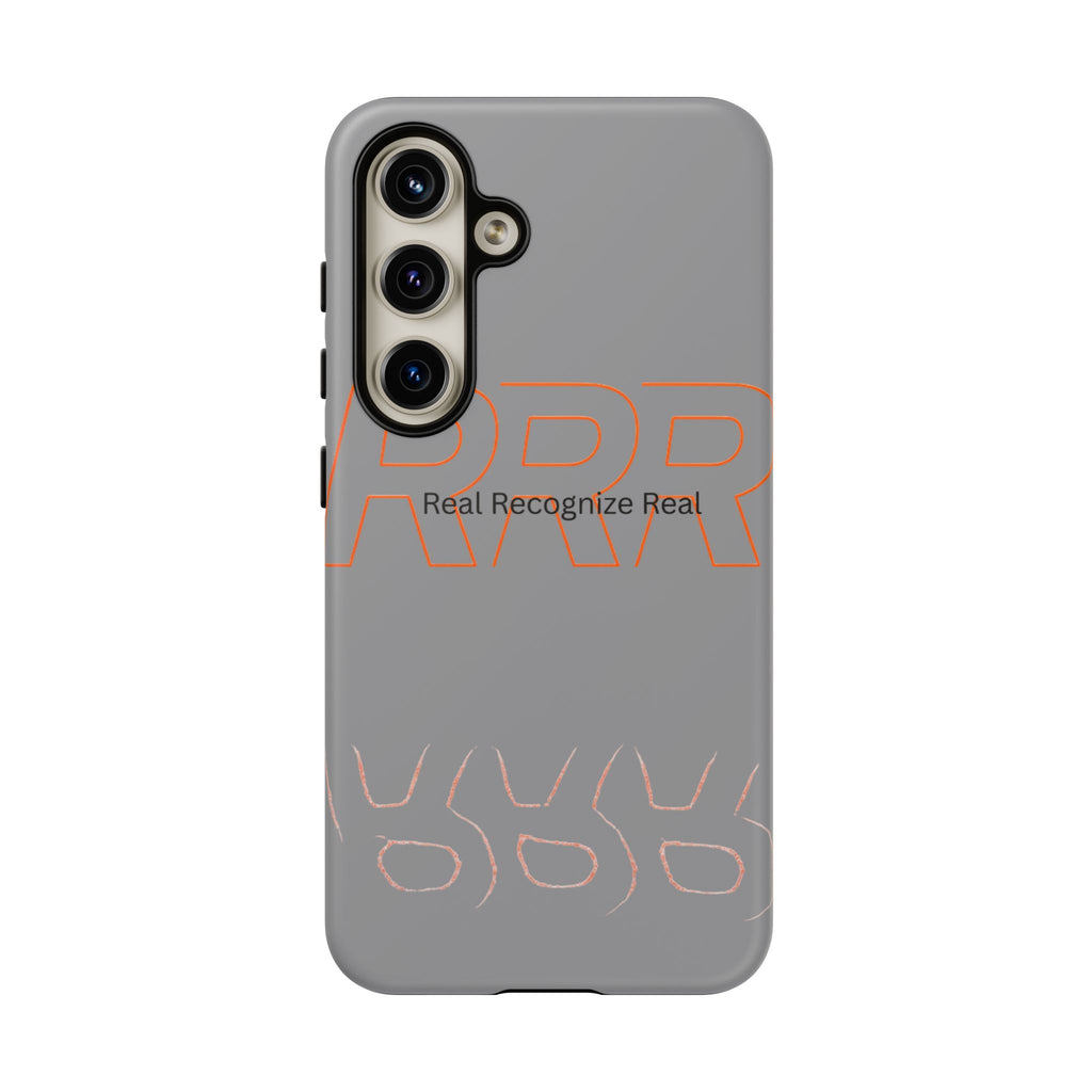 Tough Cases — 'Real Recognize Real' Protective Phone Case (Gray, Retro Outline Design)