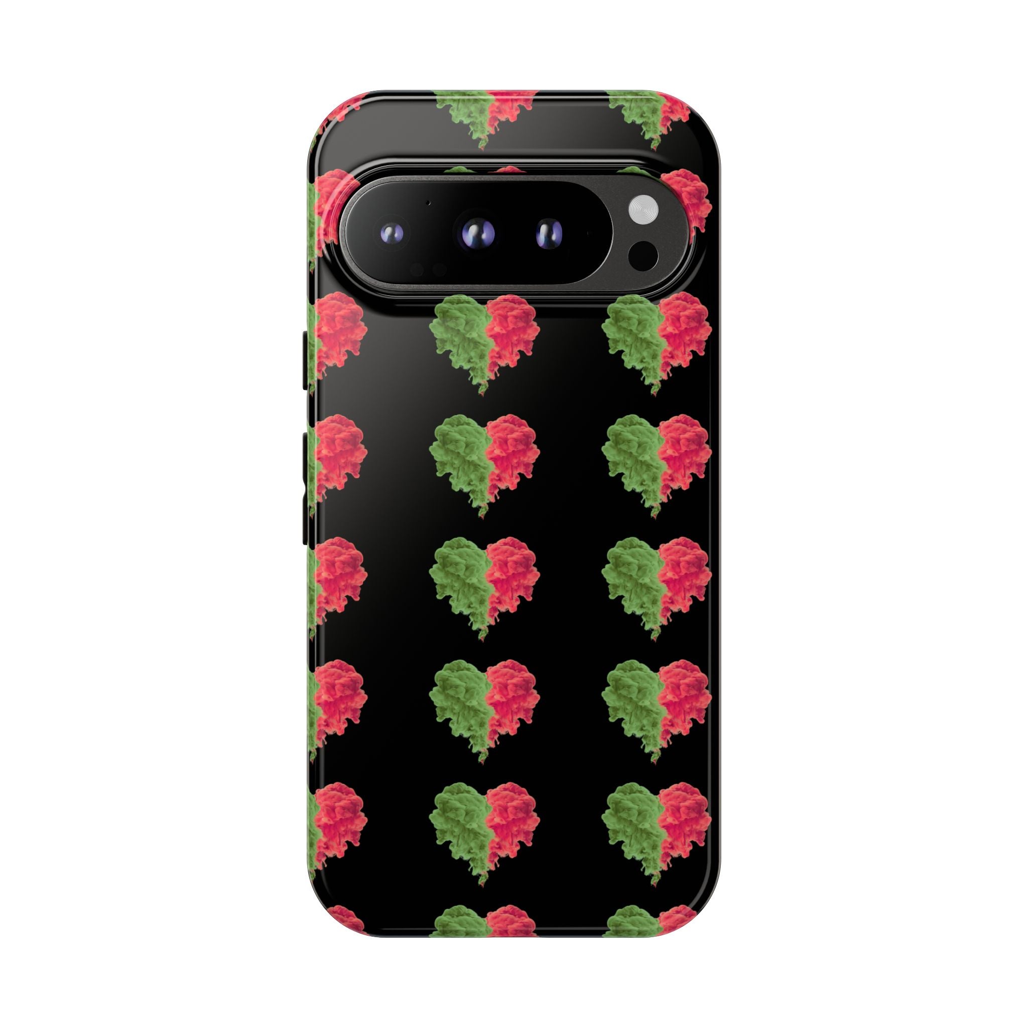 Ripped Heart Pattern Tough Phone Case — Floral Red & Green Heart Protection