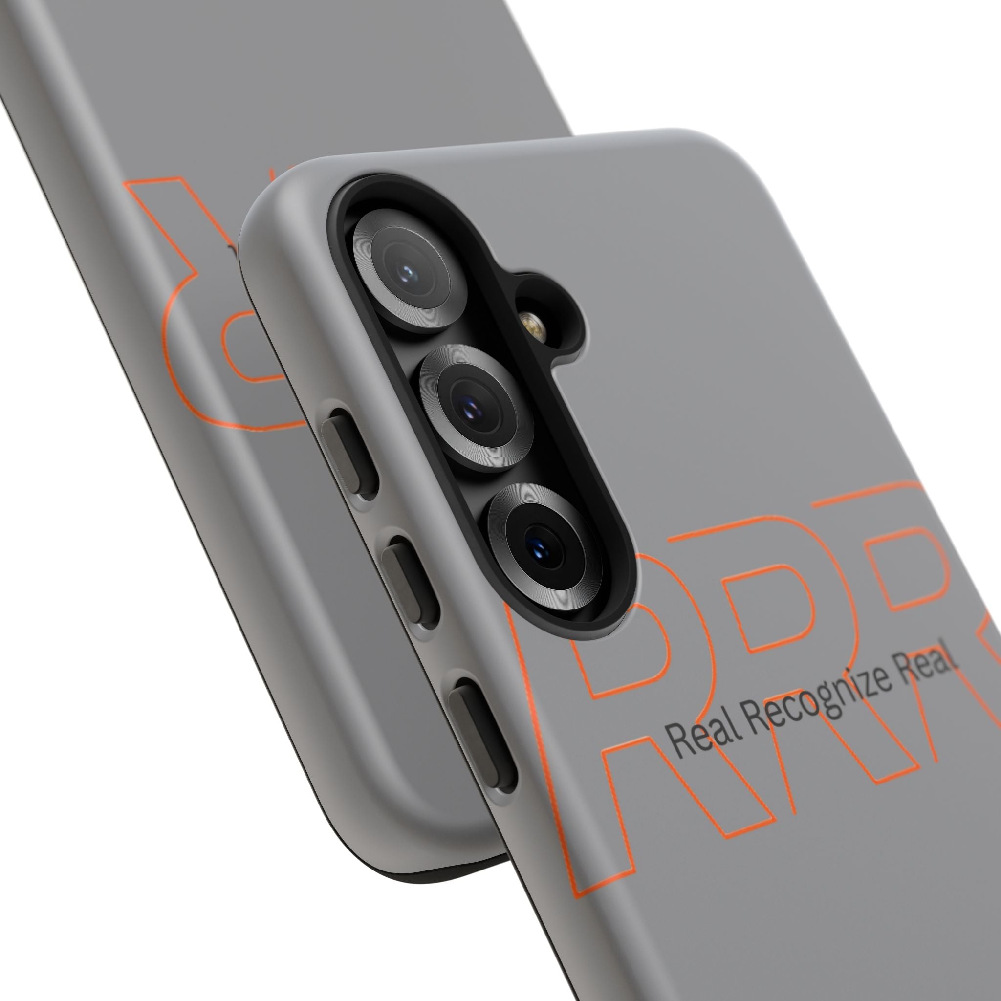 Tough Cases — 'Real Recognize Real' Protective Phone Case (Gray, Retro Outline Design)