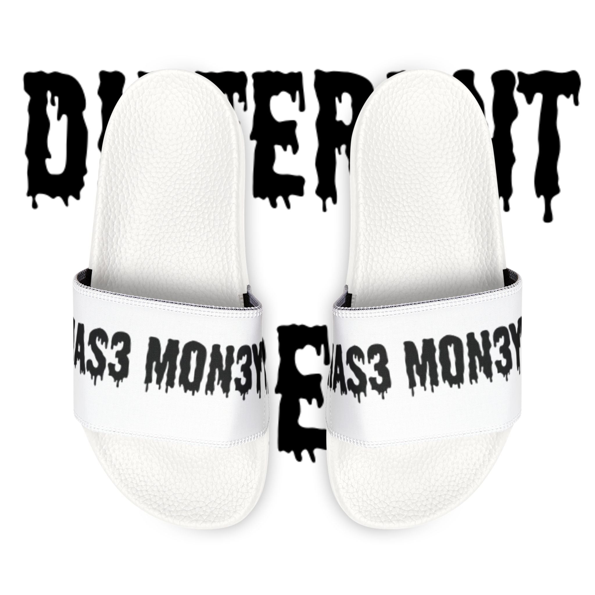 Women's Black & White Slide Sandals — Removable Strap 'M33T' Graphic