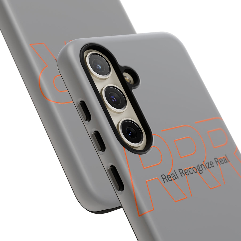 Tough Cases — 'Real Recognize Real' Protective Phone Case (Gray, Retro Outline Design)