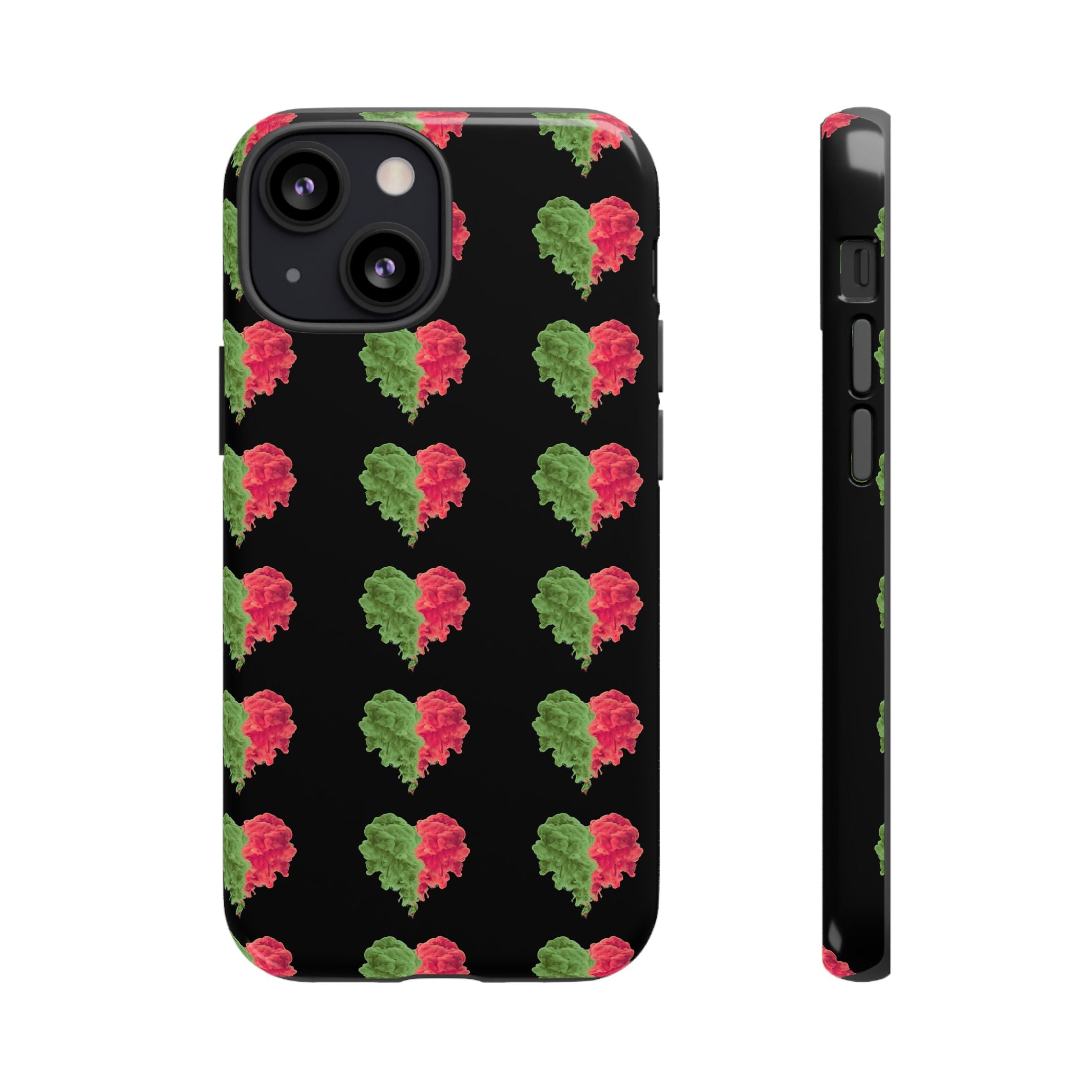 Ripped Heart Pattern Tough Phone Case — Floral Red & Green Heart Protection