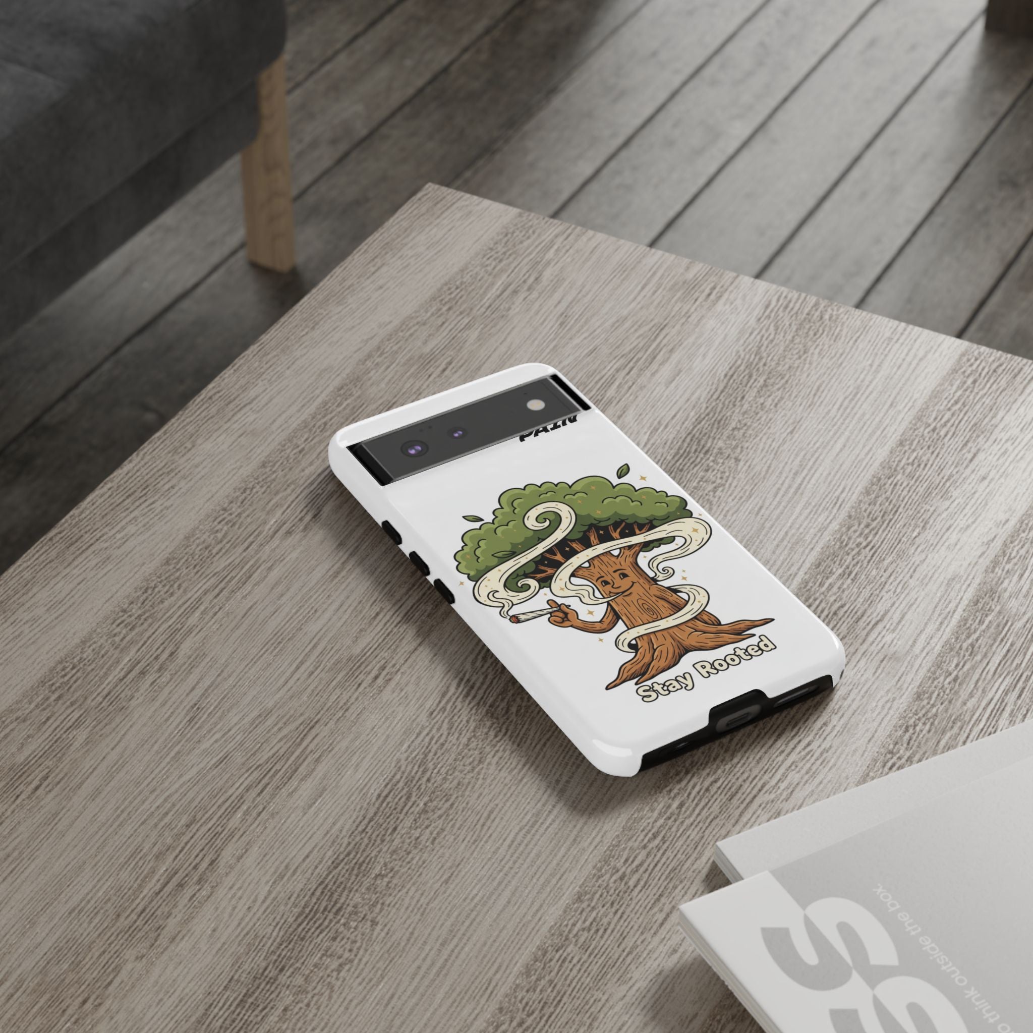 Phone Case — "Stay Rooted" Tree Design with "Value in Pain" Text