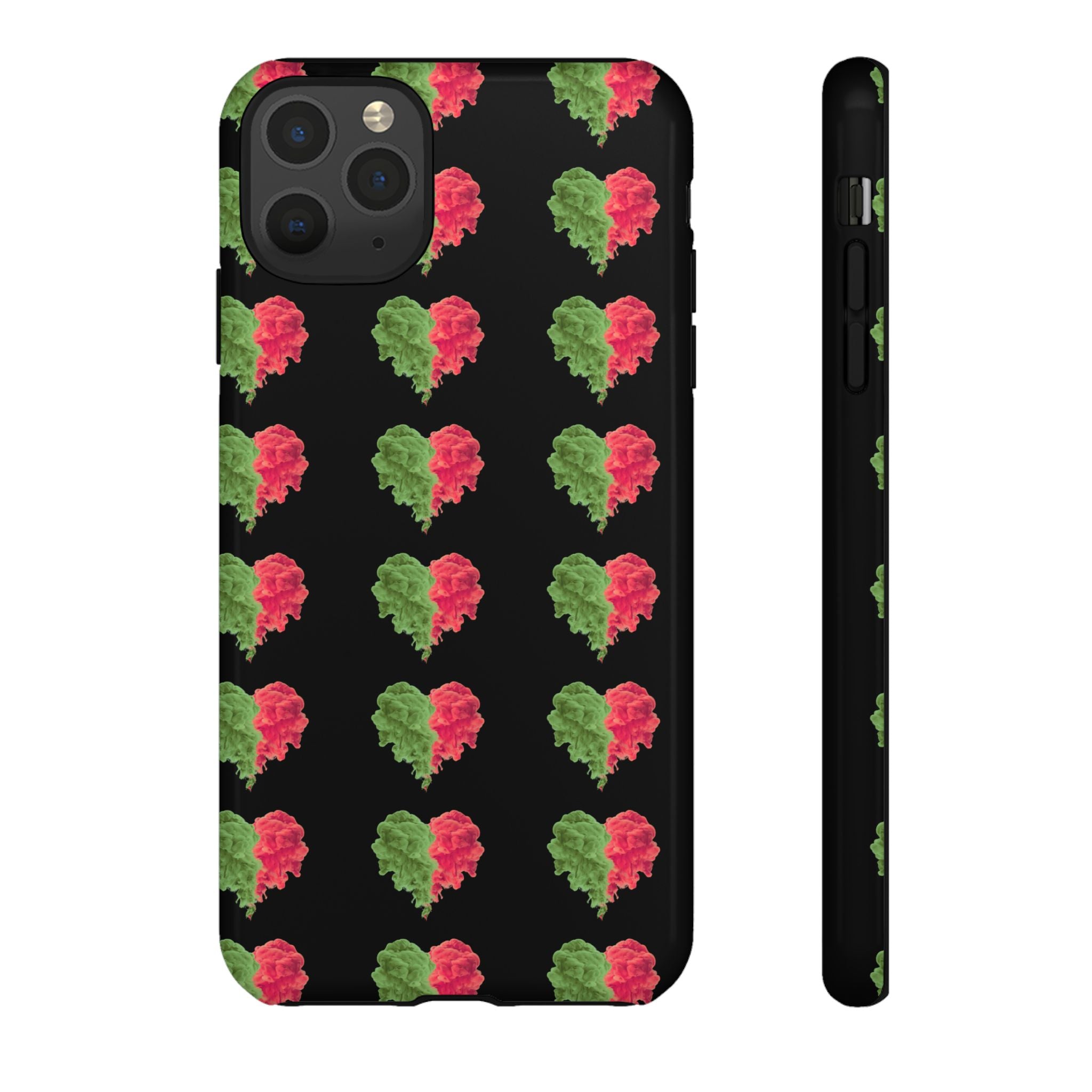 Ripped Heart Pattern Tough Phone Case — Floral Red & Green Heart Protection