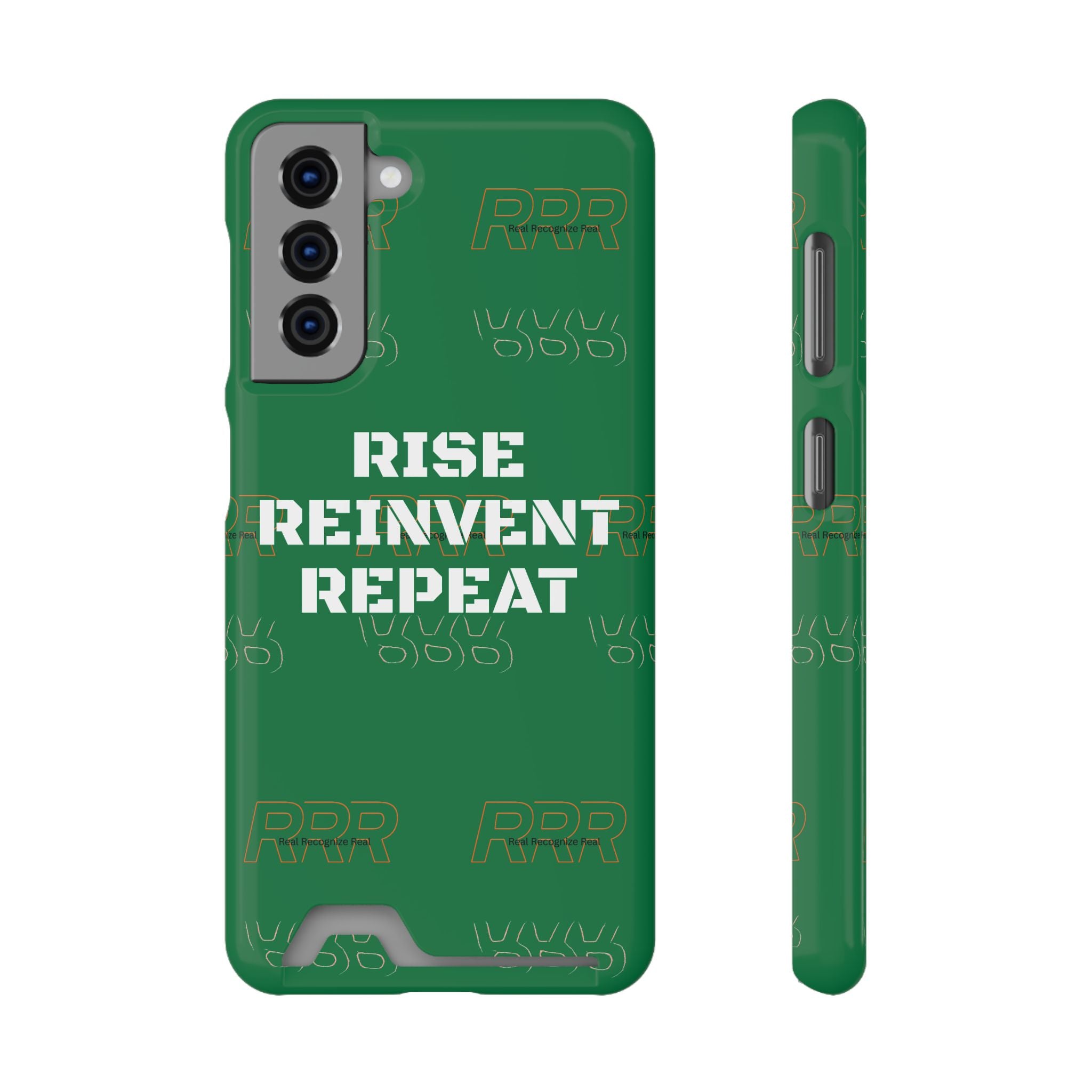 Green 'Rise Reinvent Repeat' Card Holder Phone Case — Motivational Protective Cover