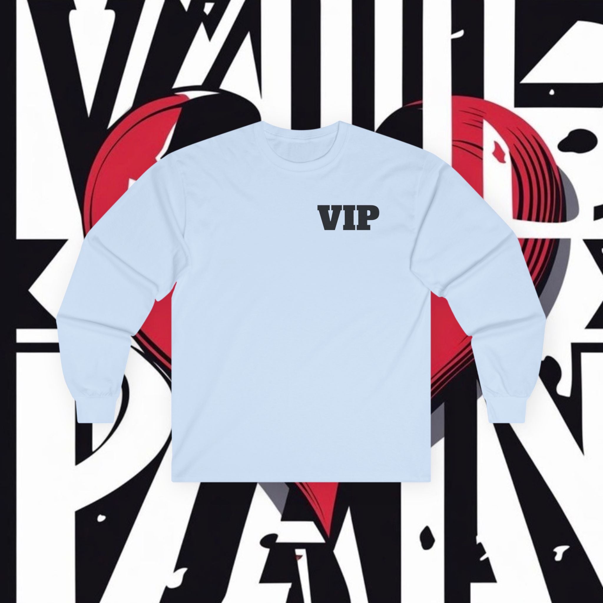 VIP Angel Graphic Long Sleeve Tee — "Value Pain" Back Print