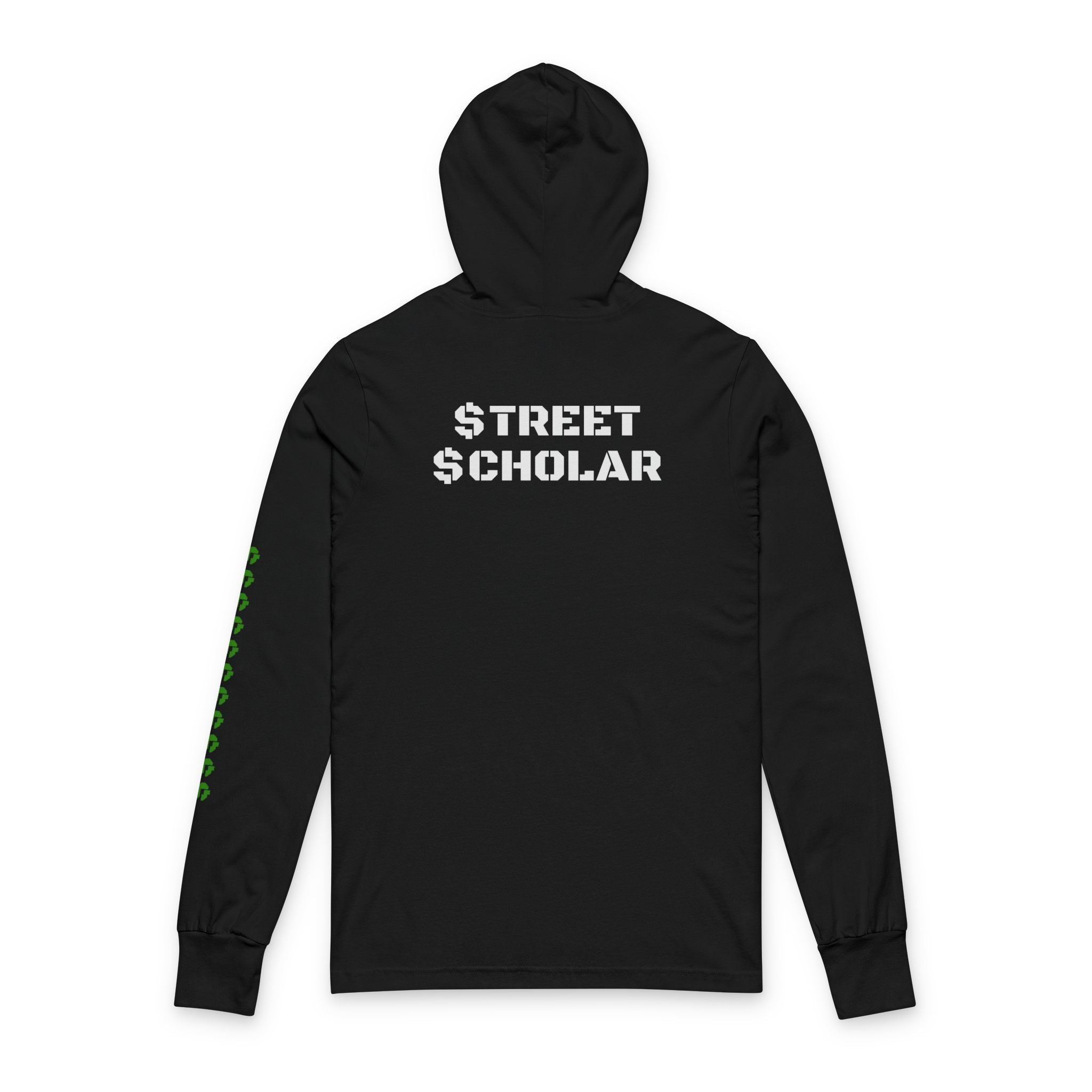 Street Scholar Hooded Long Sleeve Tee — Graphic Logo & Sleeve Print