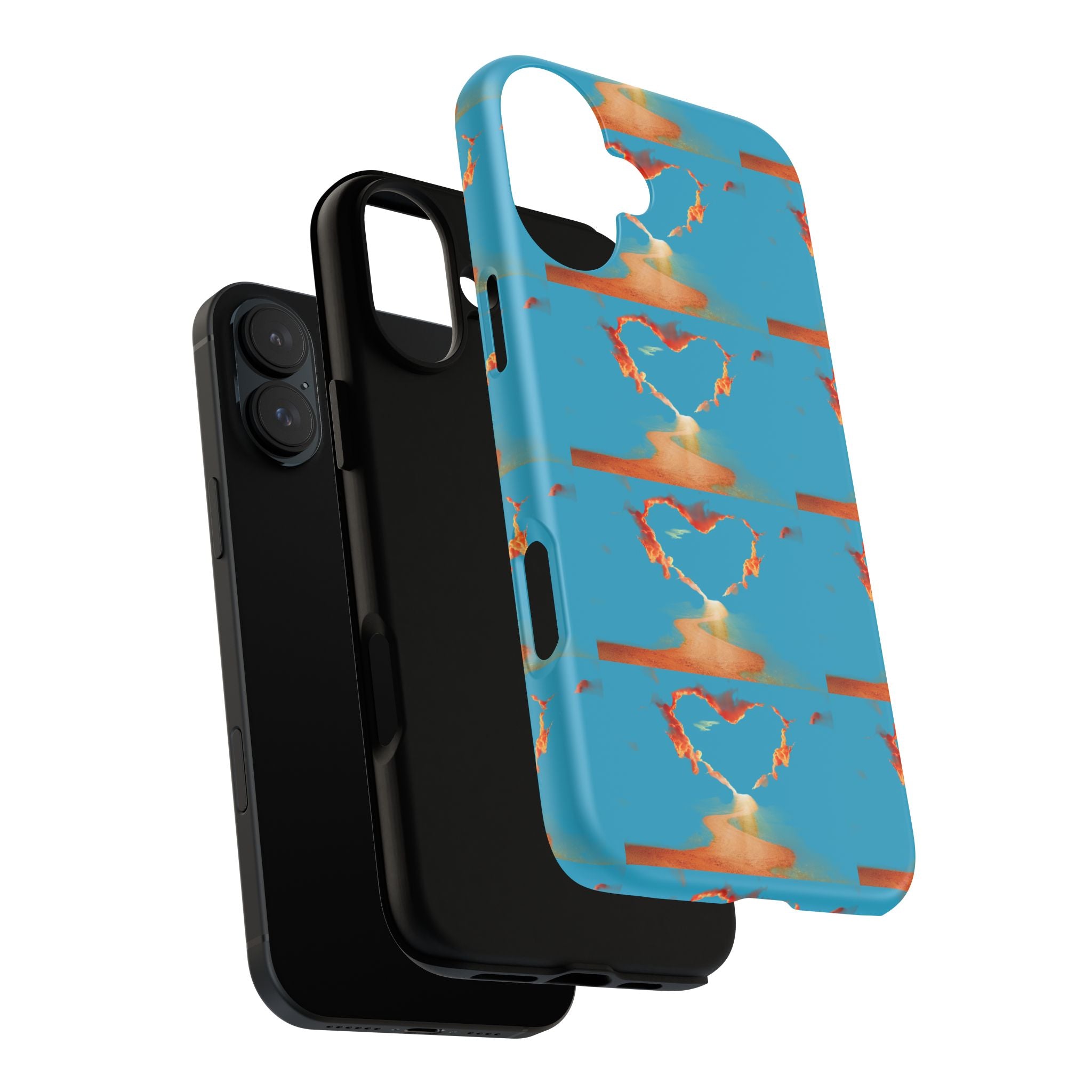 Heart Flame Tough Phone Case — Blue Sunset Protective Cover