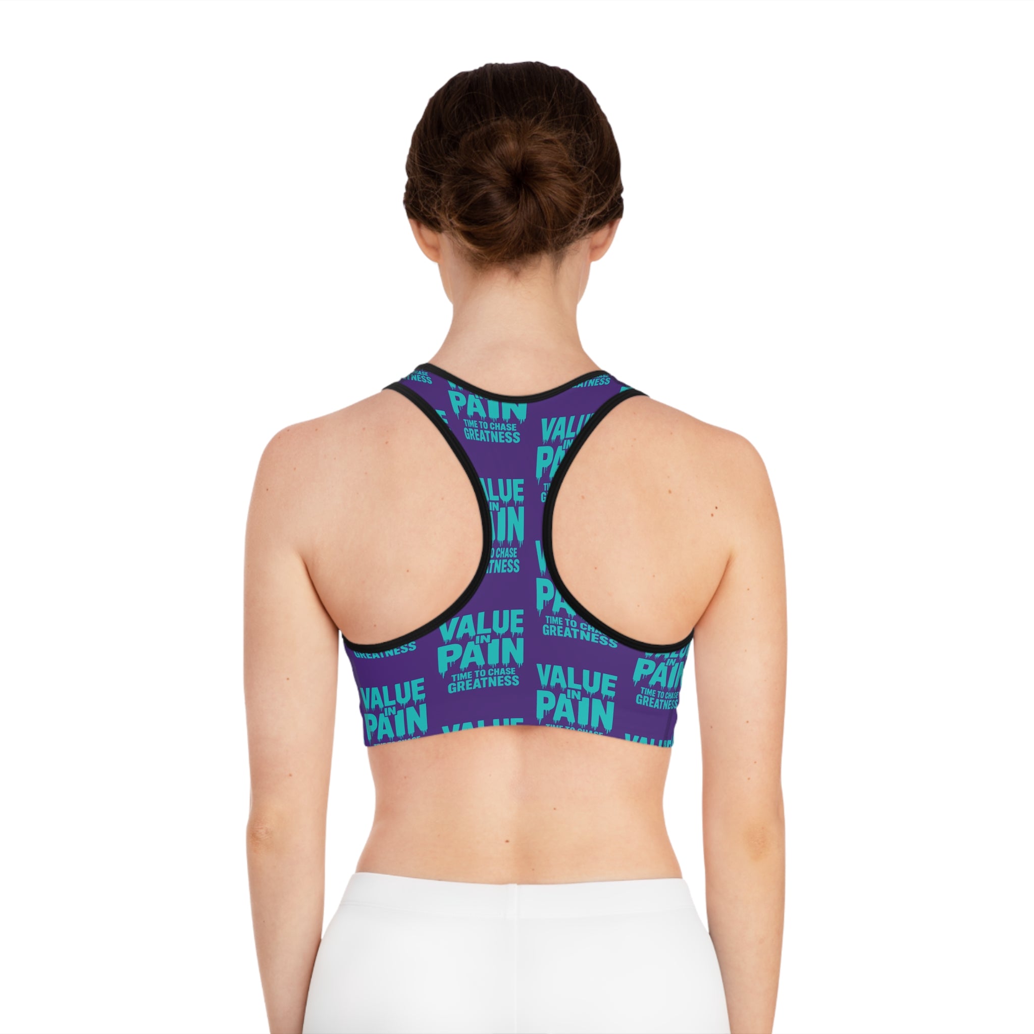 Sports Bra — "Value Pain" Motivational Athletic Crop for Women