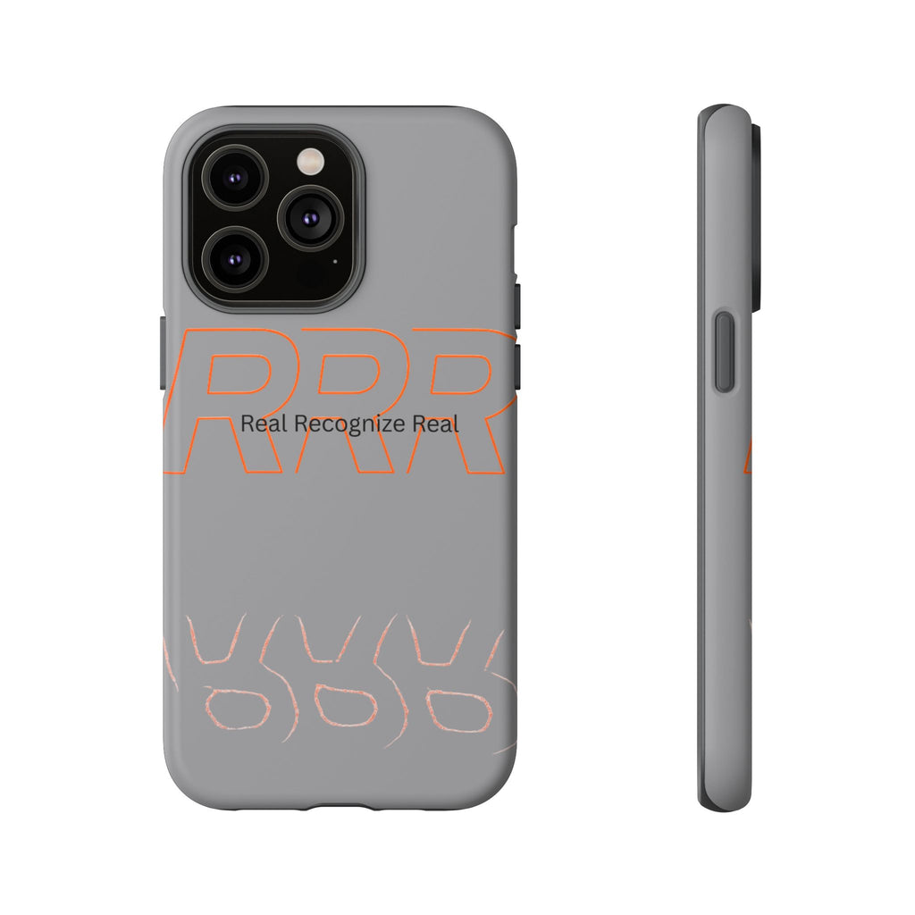 Tough Cases — 'Real Recognize Real' Protective Phone Case (Gray, Retro Outline Design)