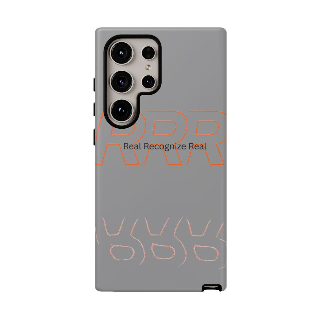 Tough Cases — 'Real Recognize Real' Protective Phone Case (Gray, Retro Outline Design)