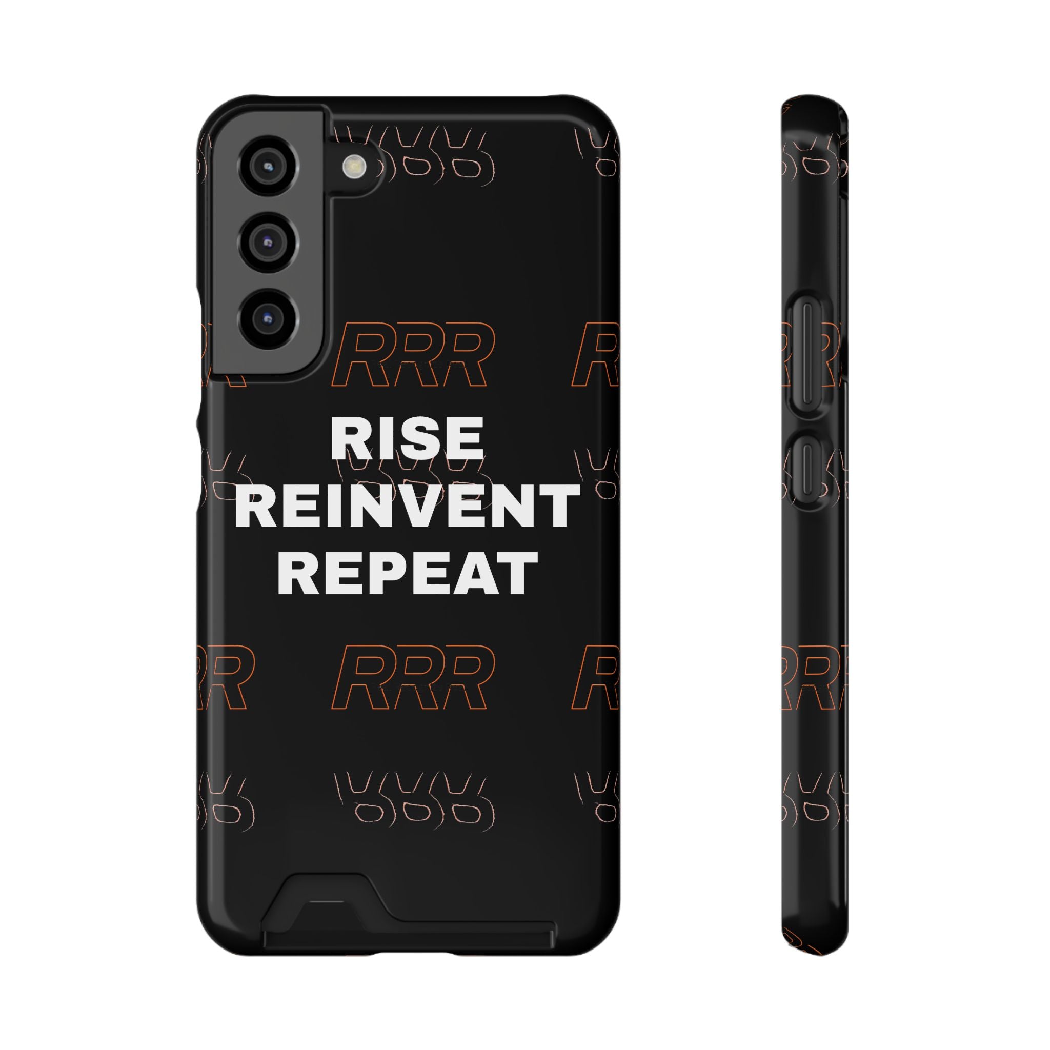 Rise Reinvent Repeat Phone Card Case — Slim Wallet Phone Case with Motivational Design
