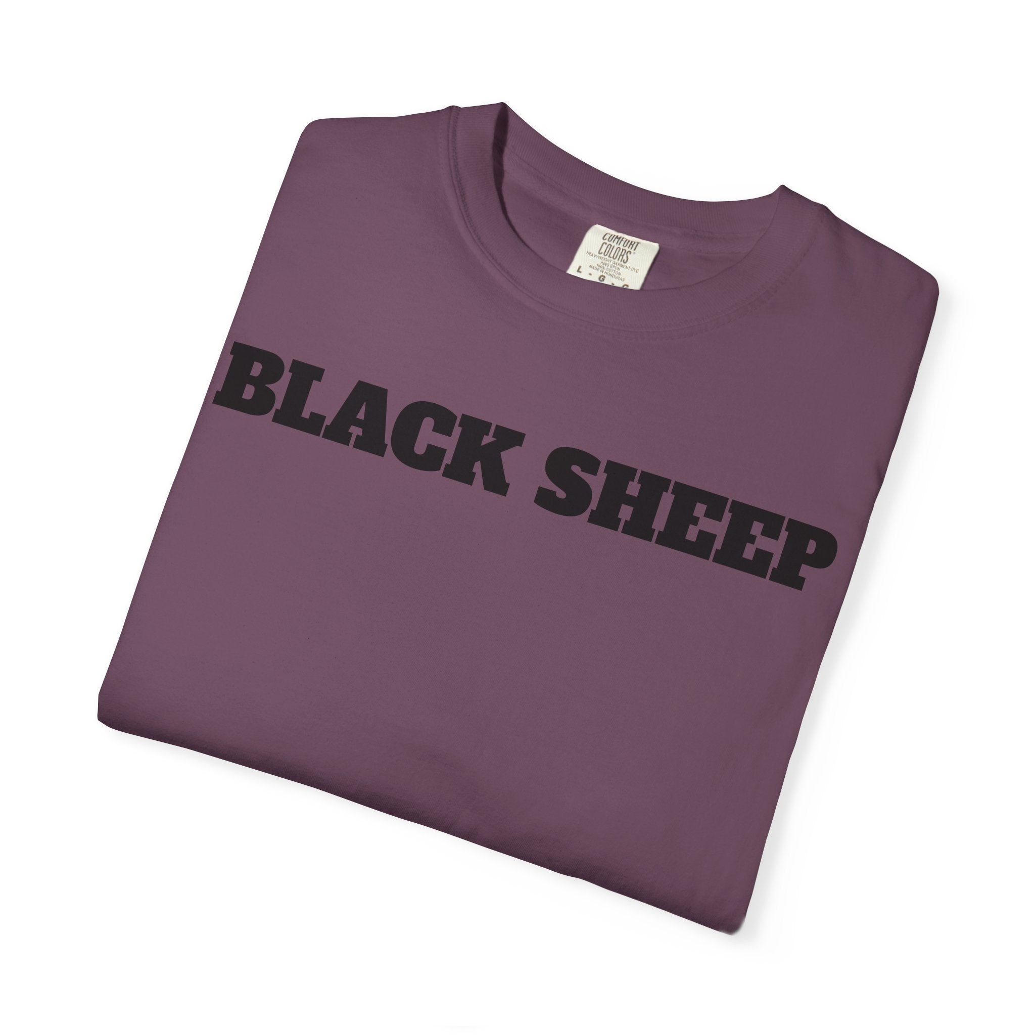 Black Sheep T-Shirt — Bold Back Lip Graphic & Front Text