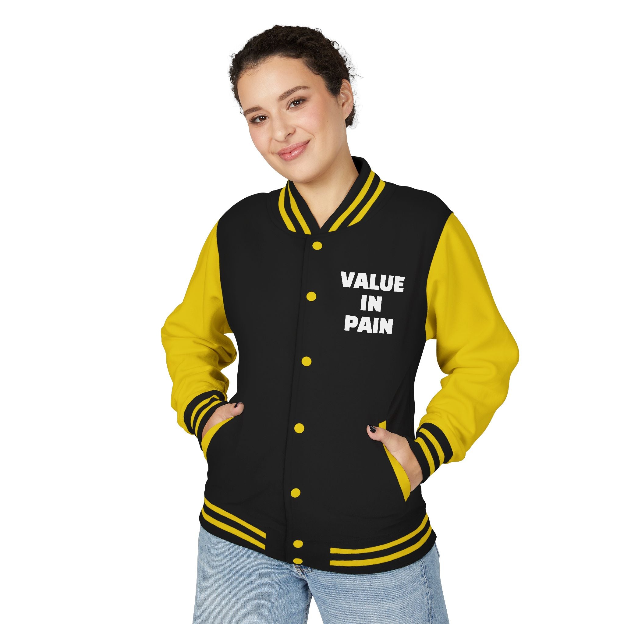 Letterman Jacket — Small Neon Portrait Patch & Repeated 'Different Breed Apparel' Back Print