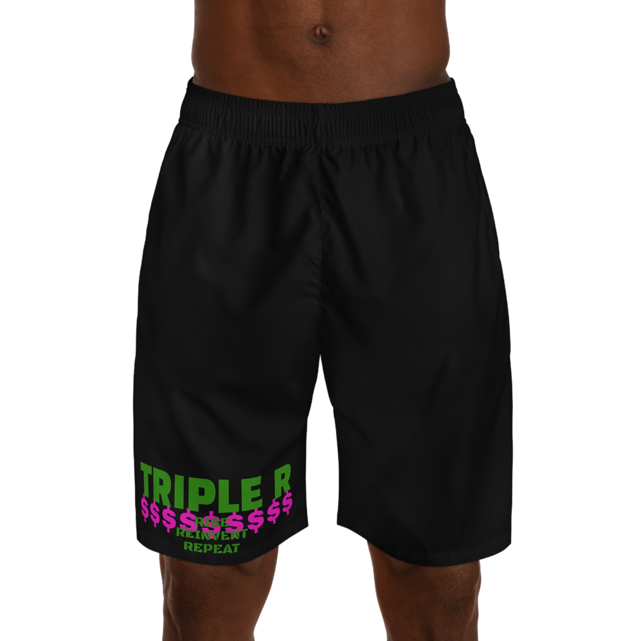 Men's Jogger Shorts - 'TRIPLE R ' Neon Graphic Athletic Shorts