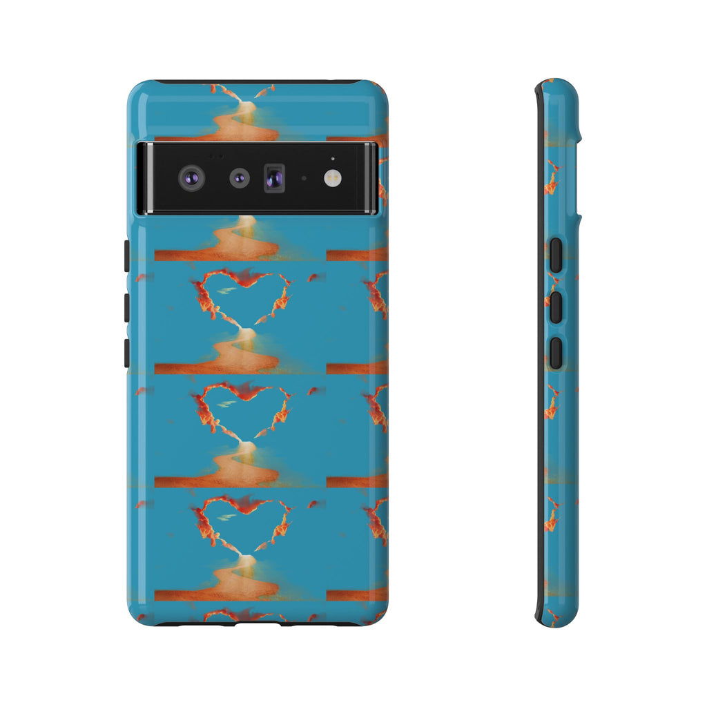 Heart Flame Tough Phone Case — Blue Sunset Protective Cover