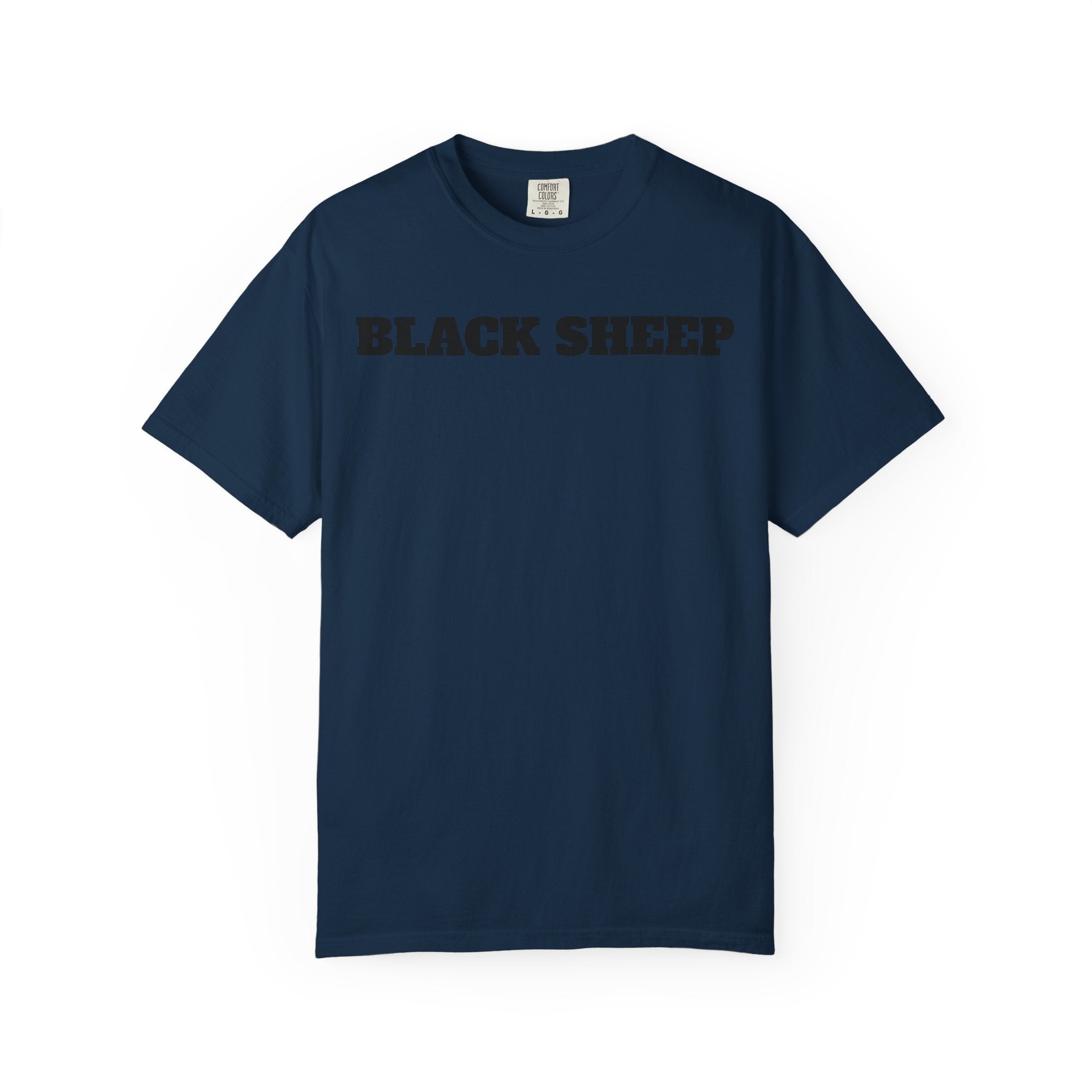 Black Sheep T-Shirt — Bold Back Lip Graphic & Front Text