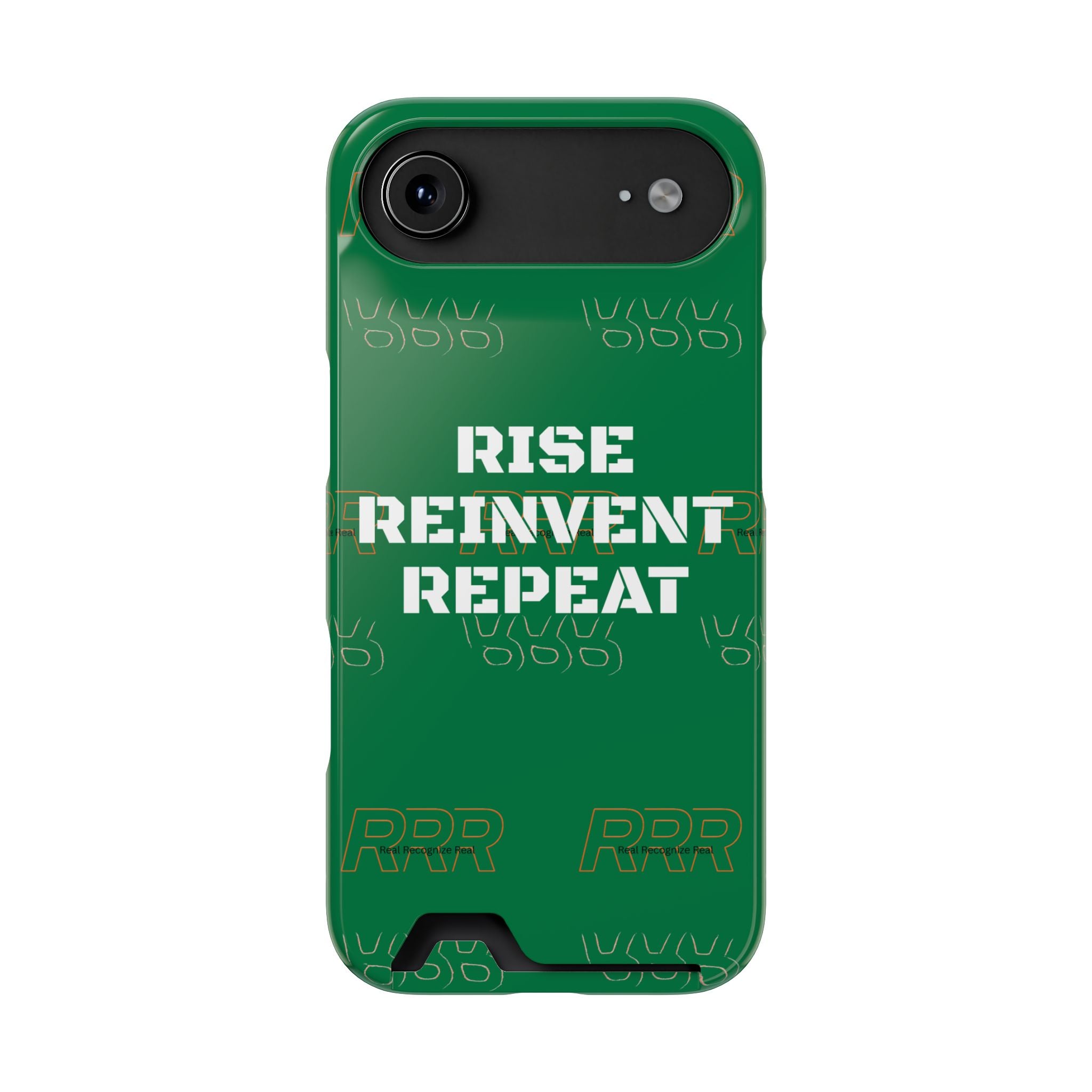 Green 'Rise Reinvent Repeat' Card Holder Phone Case — Motivational Protective Cover