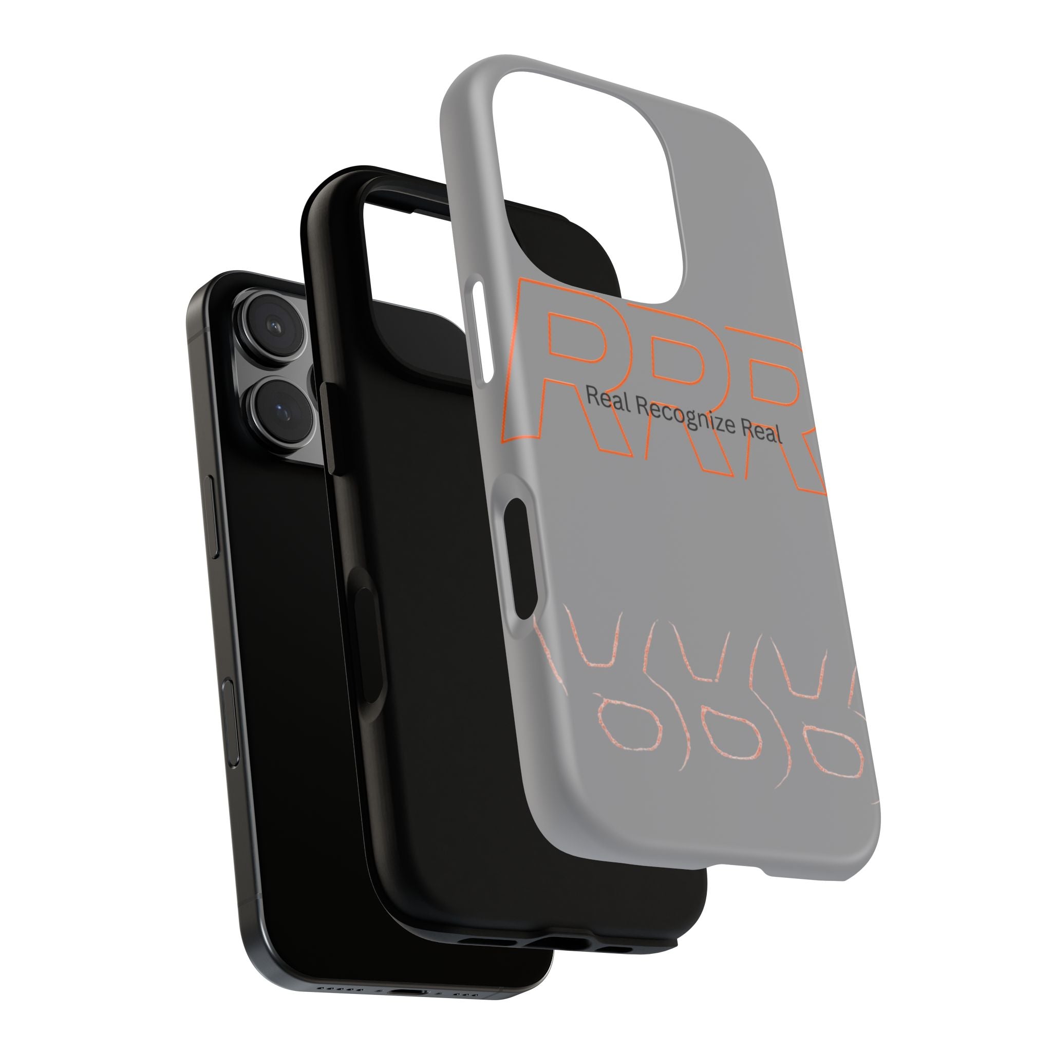Tough Cases — 'Real Recognize Real' Protective Phone Case (Gray, Retro Outline Design)