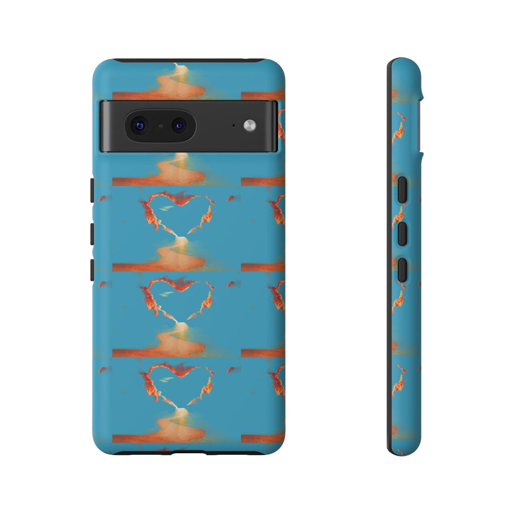 Heart Flame Tough Phone Case — Blue Sunset Protective Cover