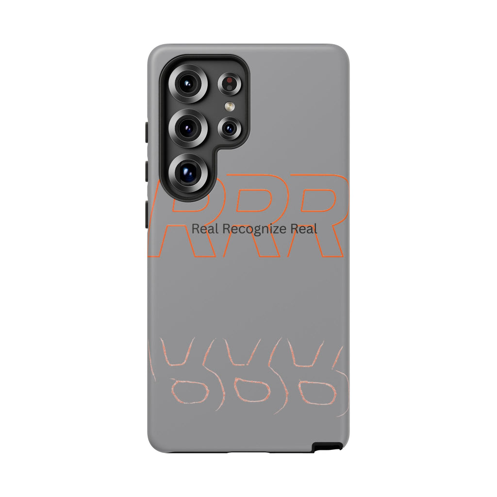 Tough Cases — 'Real Recognize Real' Protective Phone Case (Gray, Retro Outline Design)