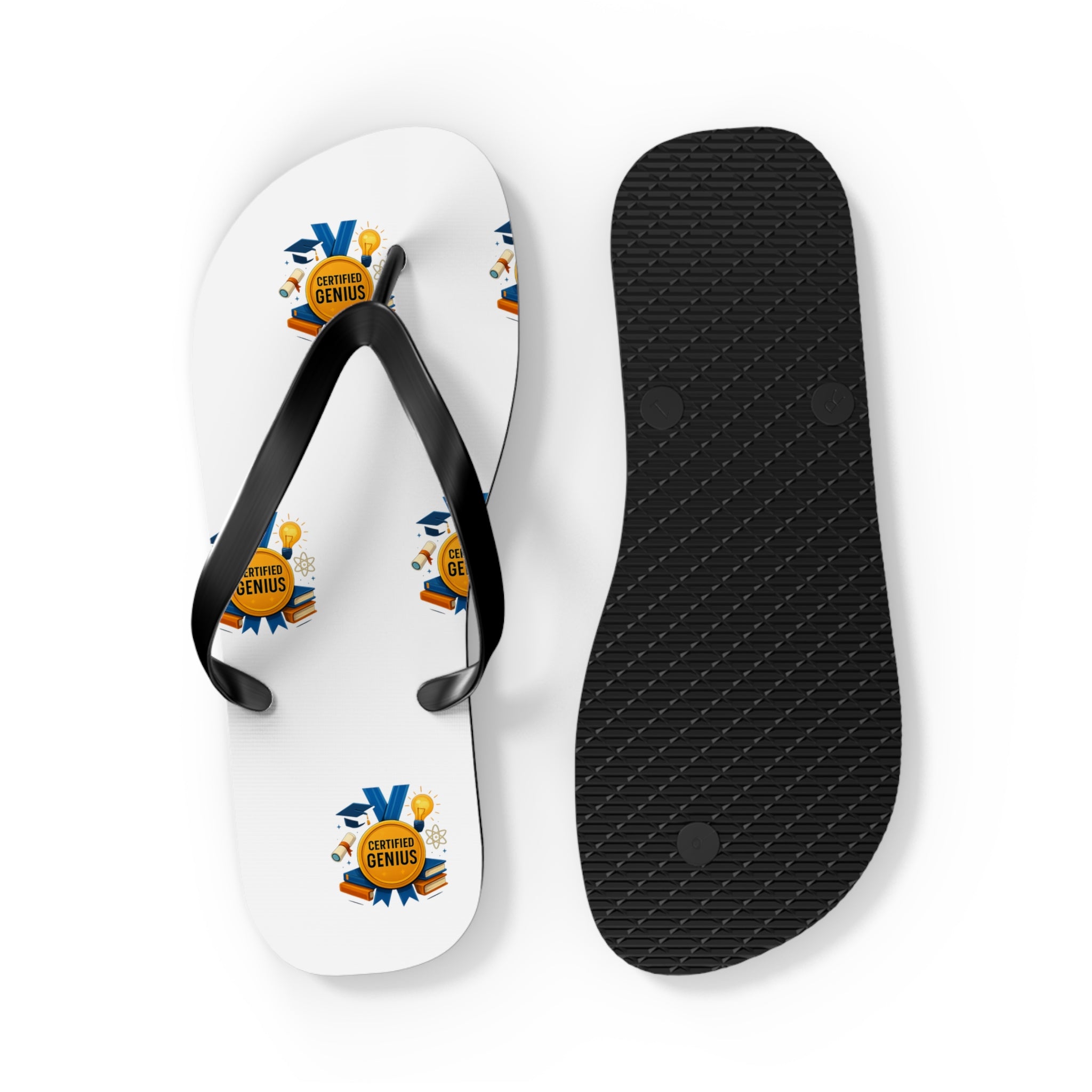 Flip Flops — Summer Genius Badge Pattern Beach Sandals