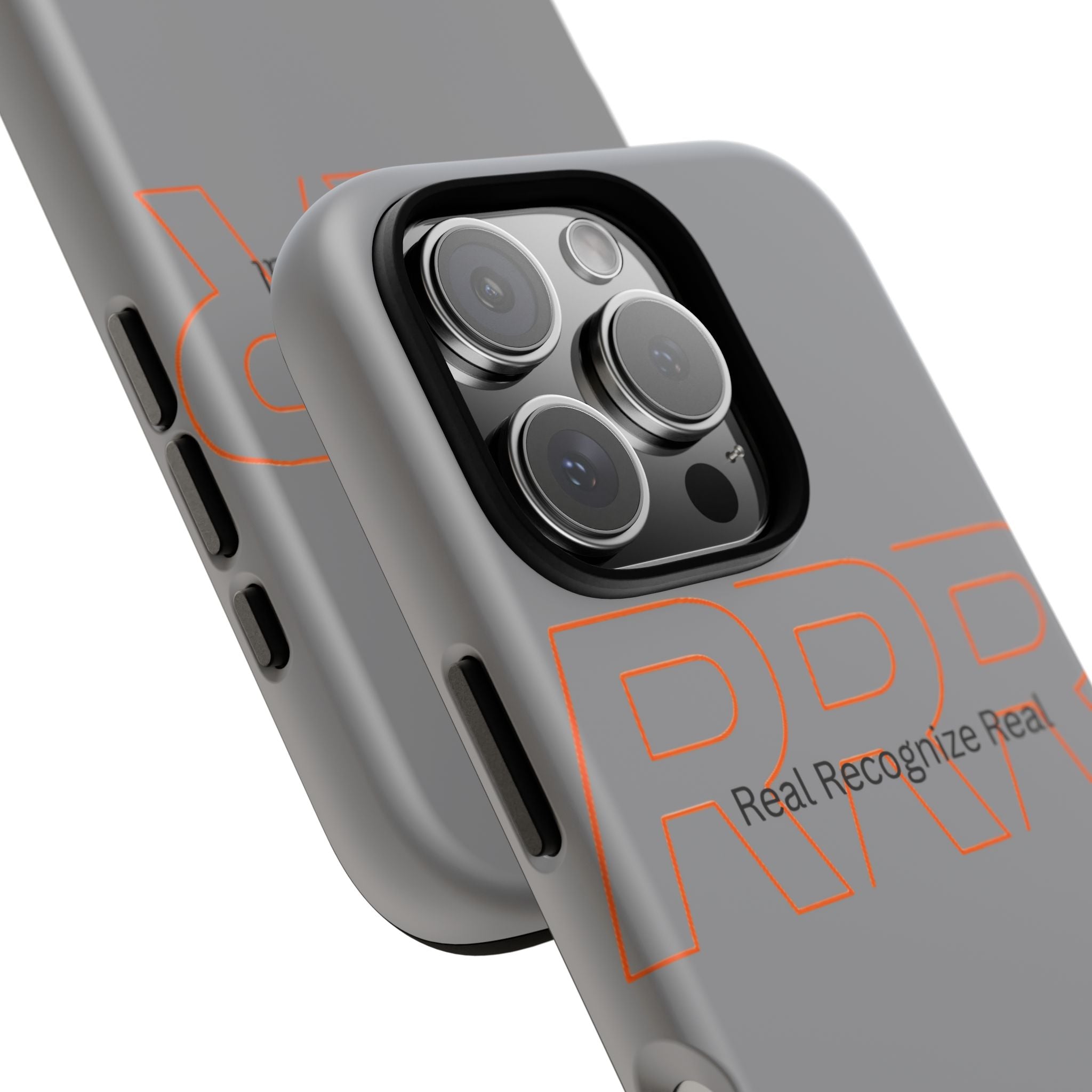 Tough Cases — 'Real Recognize Real' Protective Phone Case (Gray, Retro Outline Design)