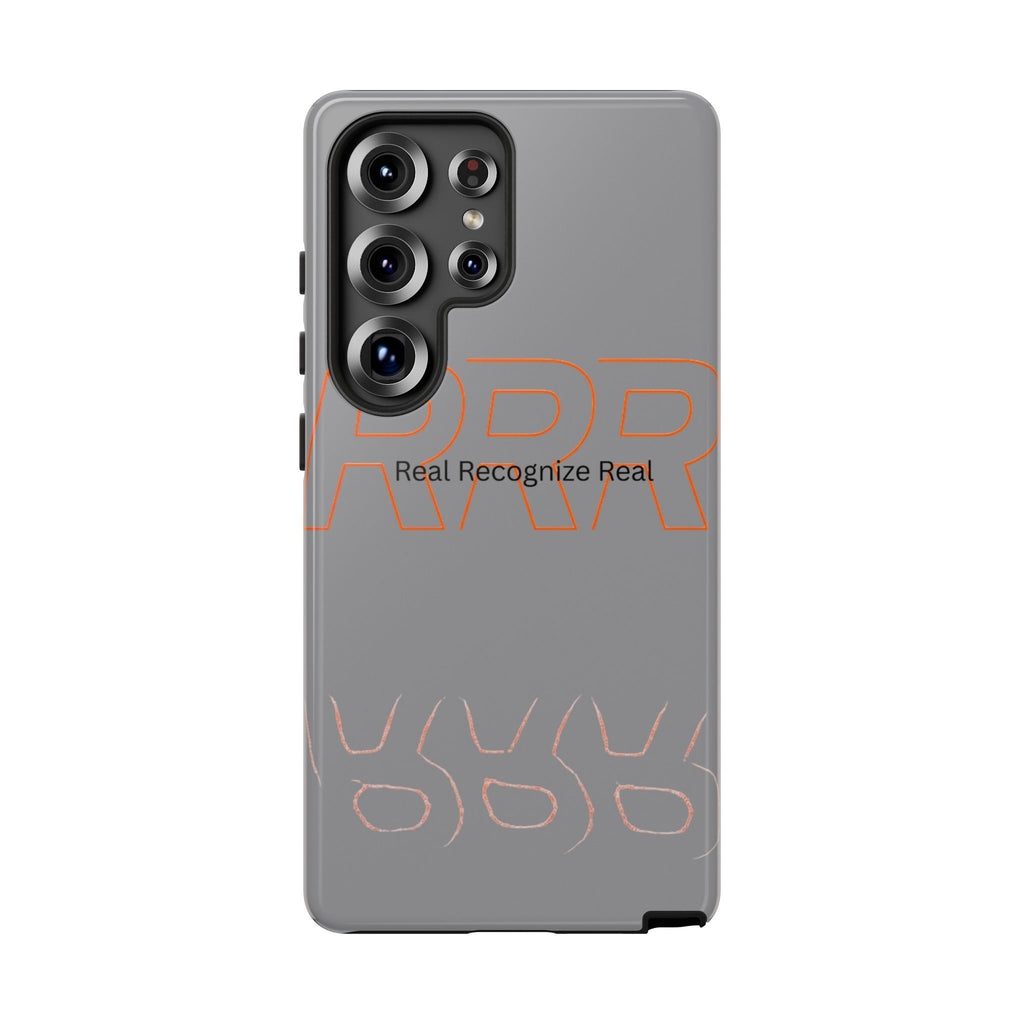 Tough Cases — 'Real Recognize Real' Protective Phone Case (Gray, Retro Outline Design)