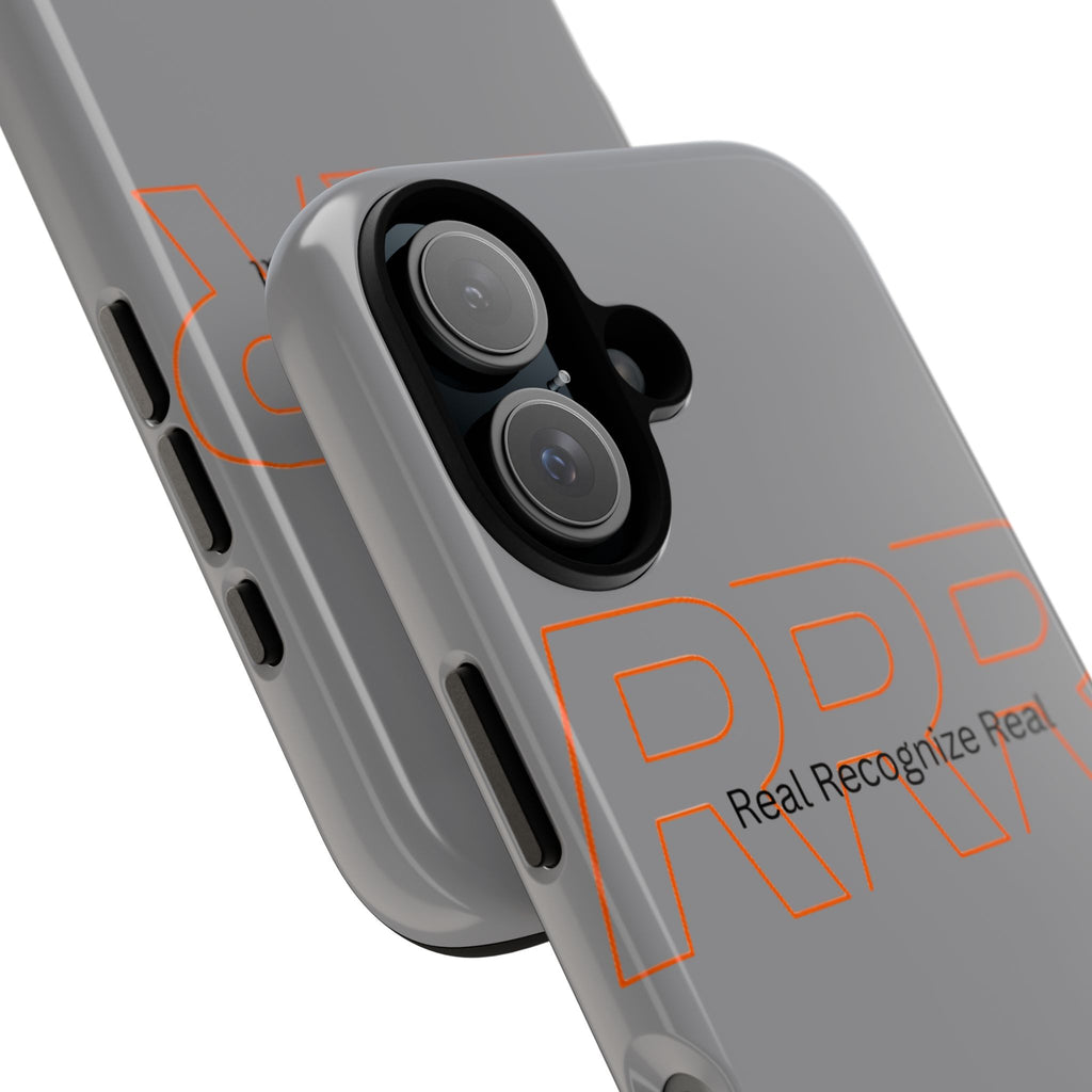 Tough Cases — 'Real Recognize Real' Protective Phone Case (Gray, Retro Outline Design)