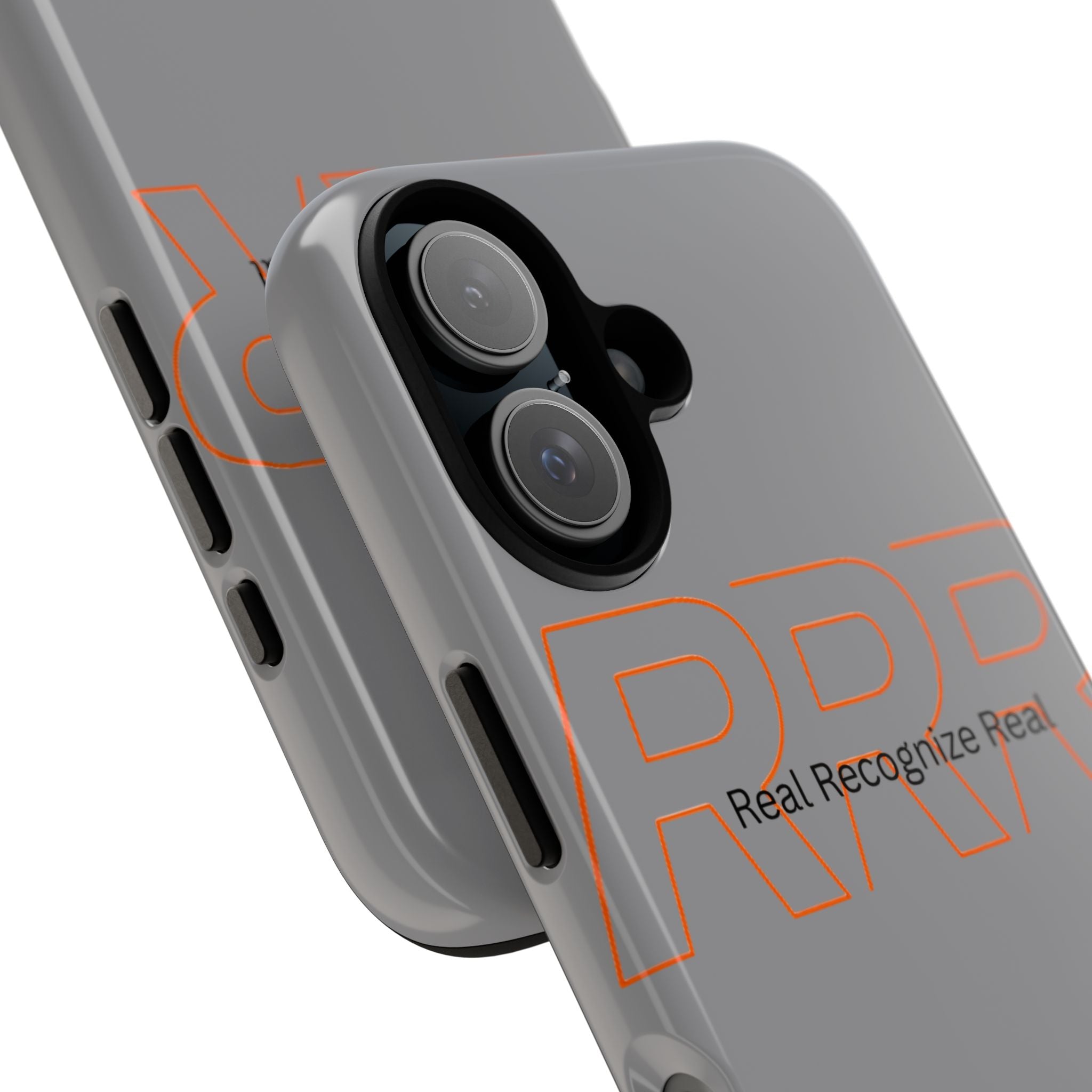 Tough Cases — 'Real Recognize Real' Protective Phone Case (Gray, Retro Outline Design)