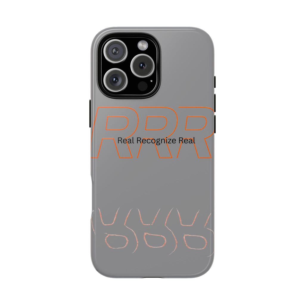 Tough Cases — 'Real Recognize Real' Protective Phone Case (Gray, Retro Outline Design)