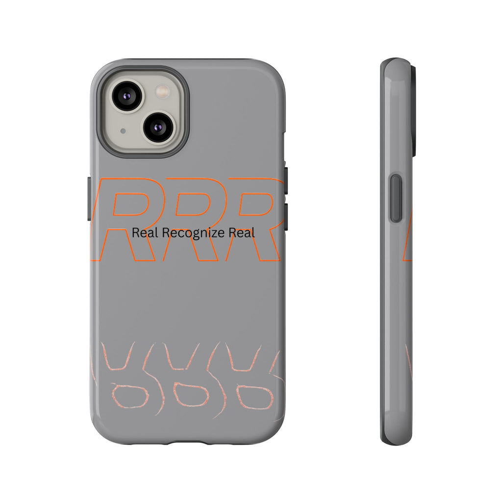 Tough Cases — 'Real Recognize Real' Protective Phone Case (Gray, Retro Outline Design)