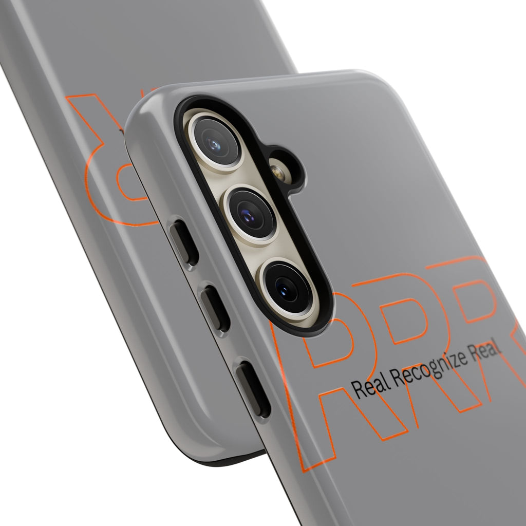 Tough Cases — 'Real Recognize Real' Protective Phone Case (Gray, Retro Outline Design)