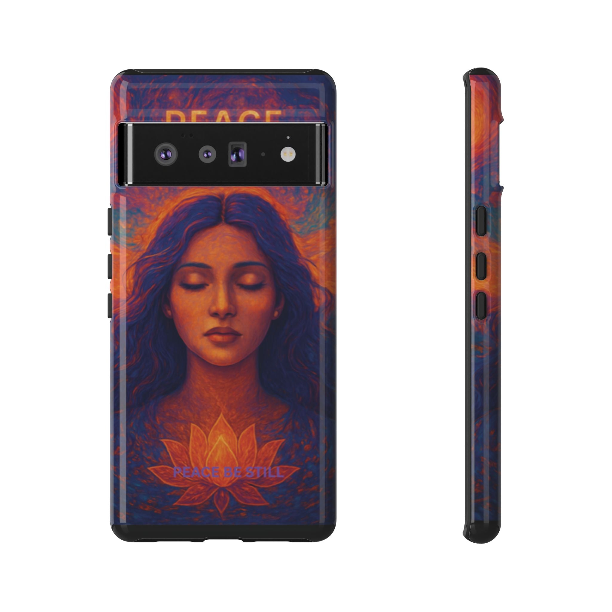 Peace Be Still Phone Case – Serene Goddess Meditation Design