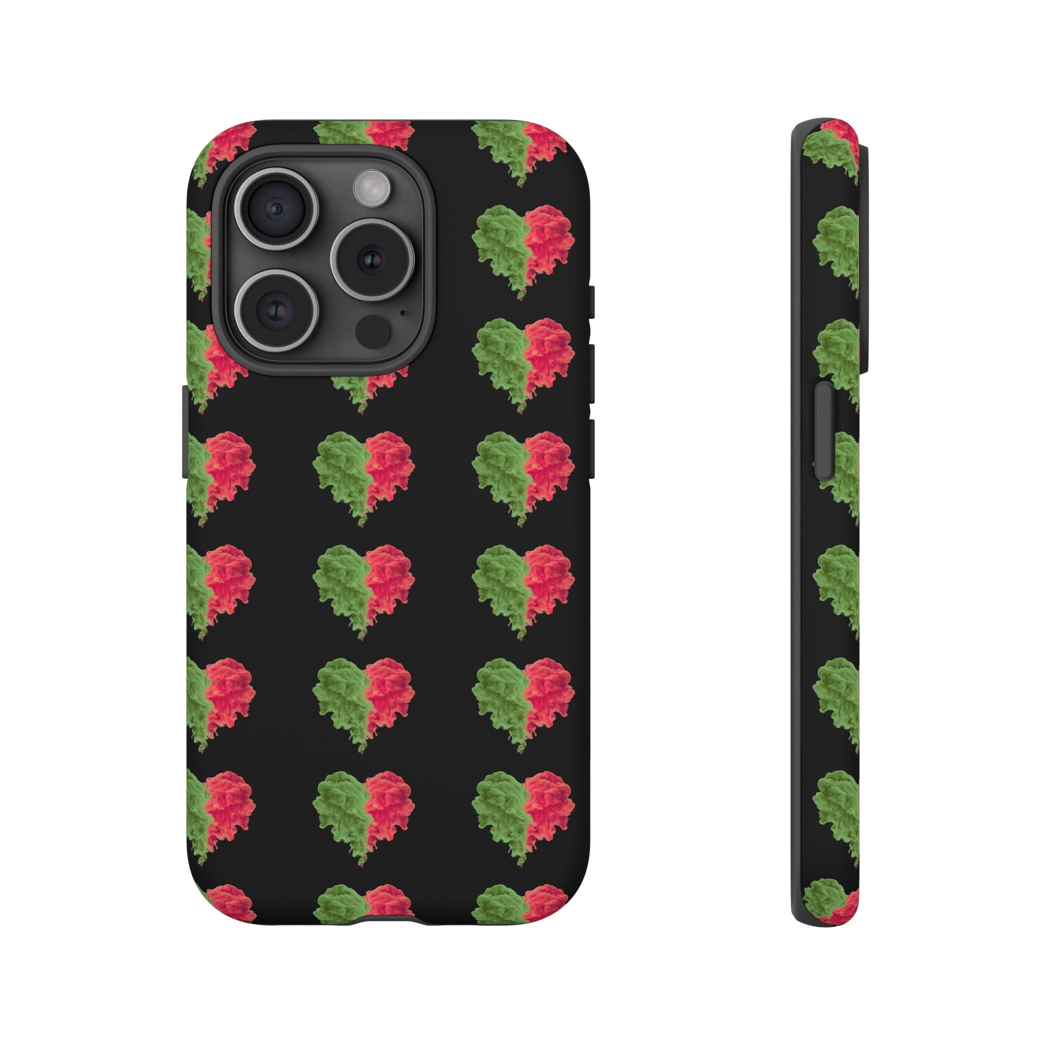 Ripped Heart Pattern Tough Phone Case — Floral Red & Green Heart Protection