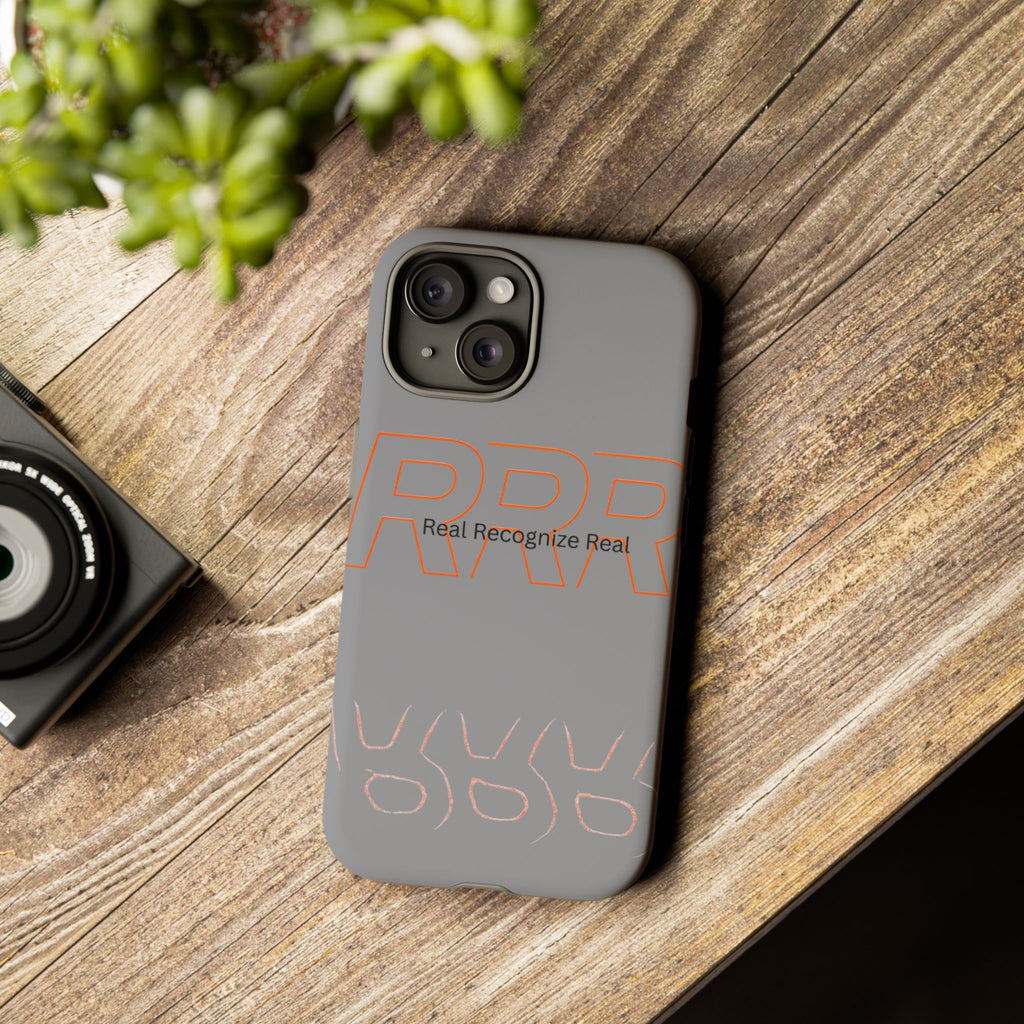 Tough Cases — 'Real Recognize Real' Protective Phone Case (Gray, Retro Outline Design)