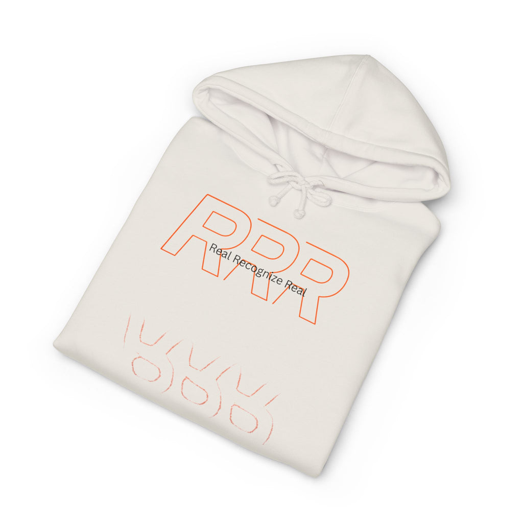 Minimalist 'RRR' Logo Hoodie — Retro Outline Graphic Pullover