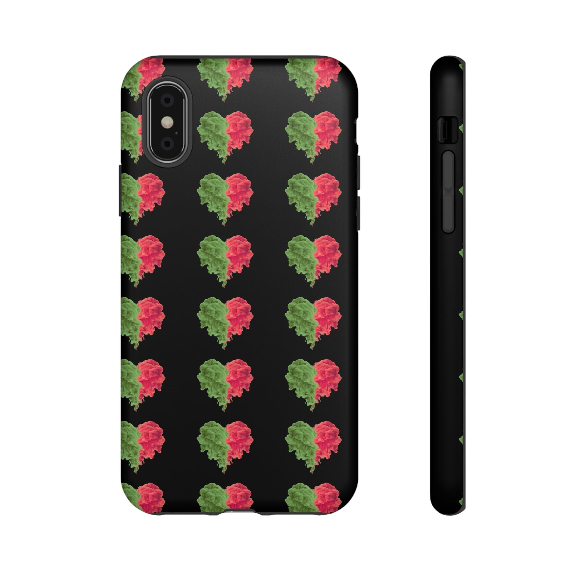 Ripped Heart Pattern Tough Phone Case — Floral Red & Green Heart Protection