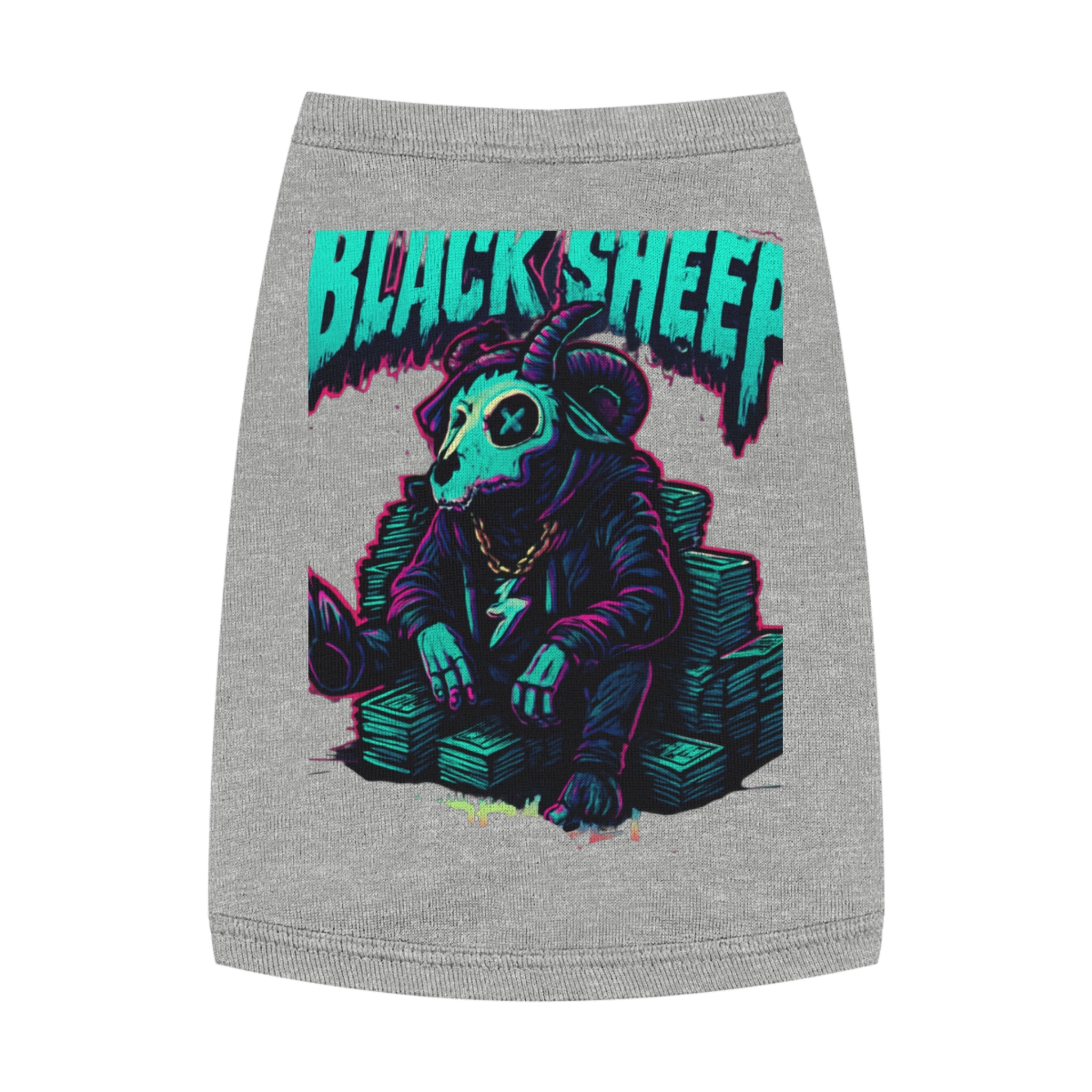 Black Sheep Pet Tank — Neon Gothic Ram Skull Dog Shirt