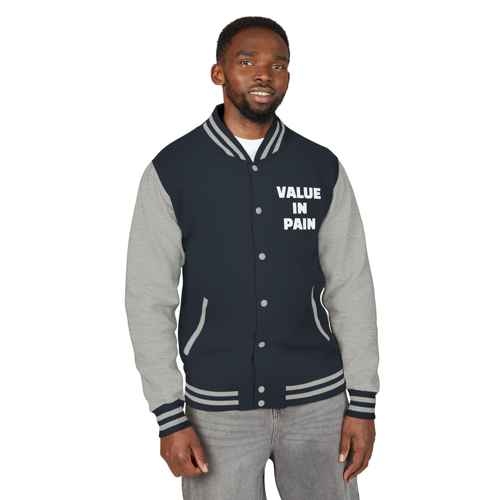 Letterman Jacket — Small Neon Portrait Patch & Repeated 'Different Breed Apparel' Back Print