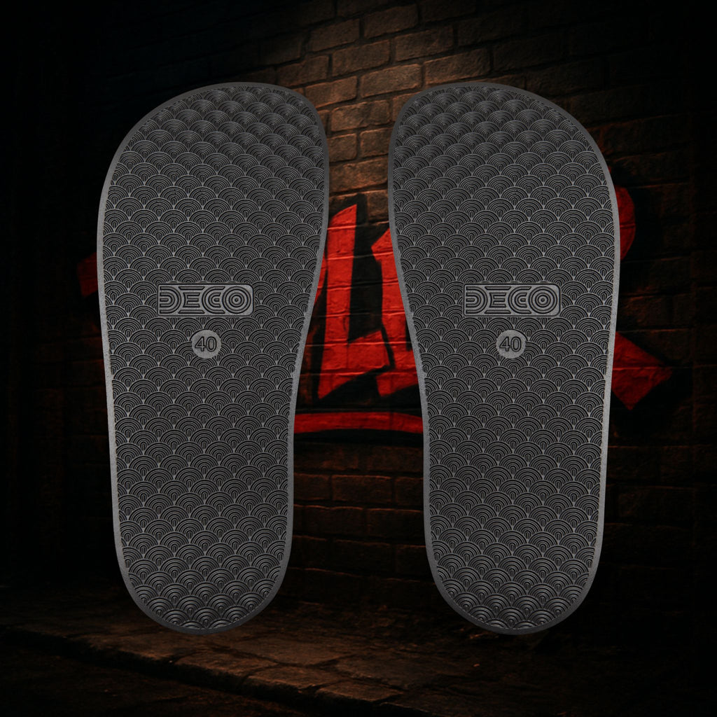 Slide Sandals — Black Strap "Rise Reinvent Repeat" Women's Removable‑Strap Slides