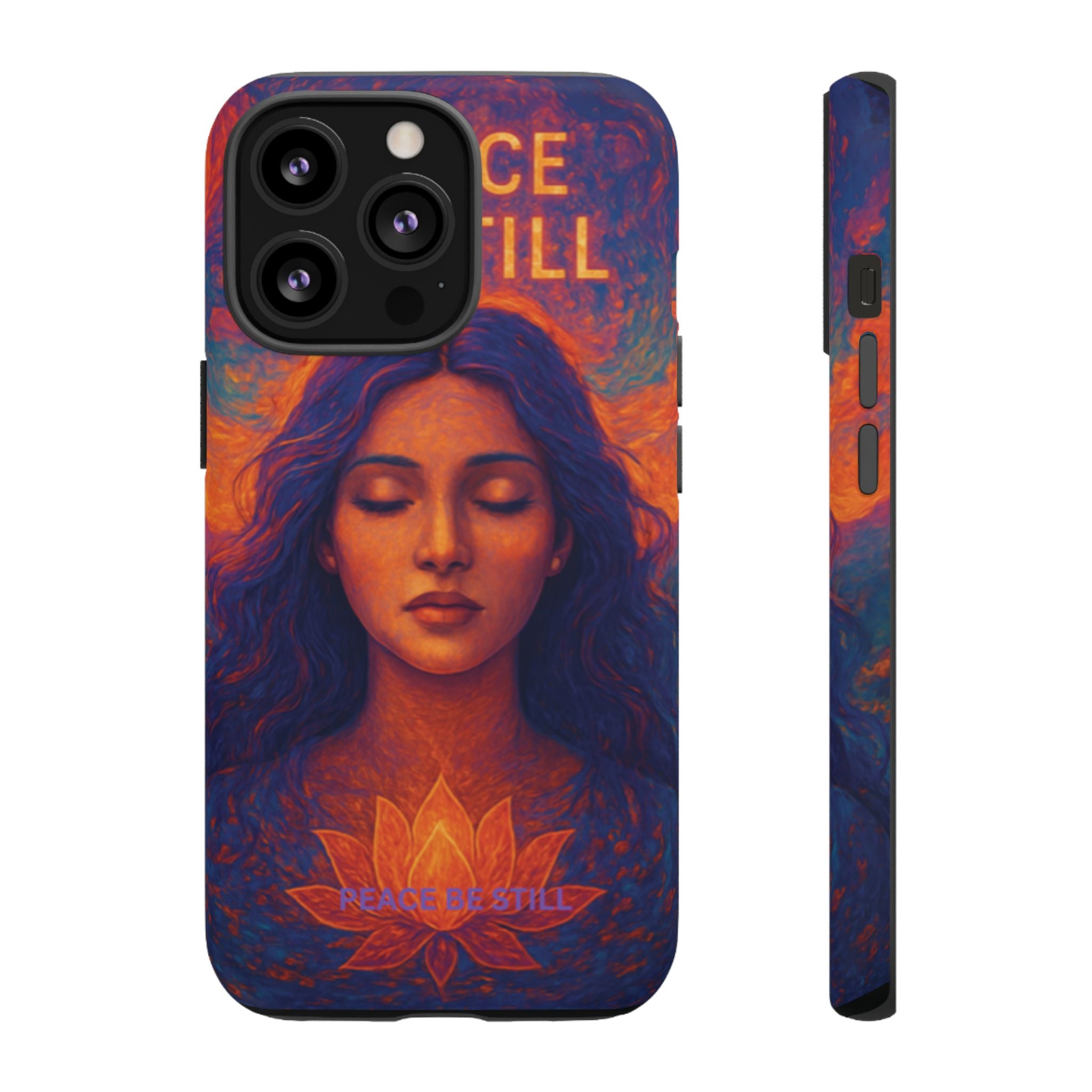 Peace Be Still Phone Case – Serene Goddess Meditation Design