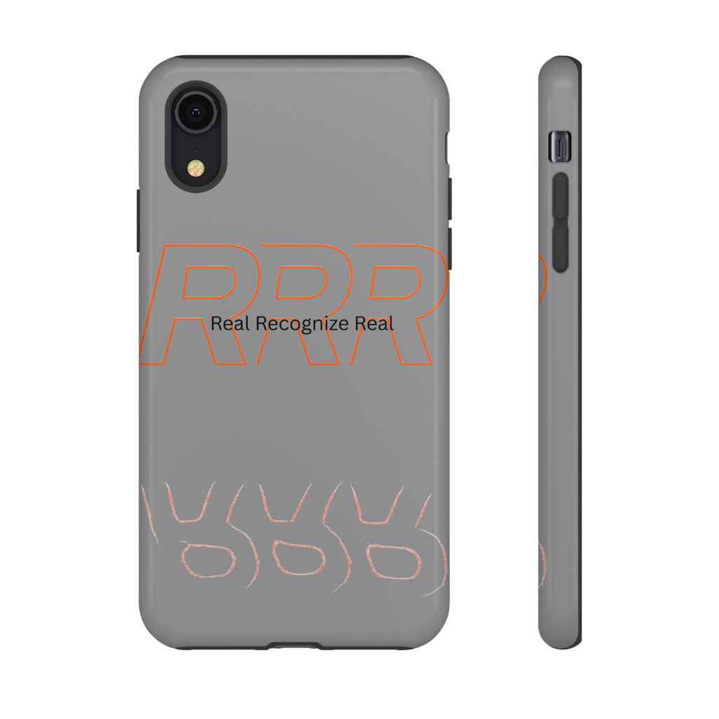 Tough Cases — 'Real Recognize Real' Protective Phone Case (Gray, Retro Outline Design)