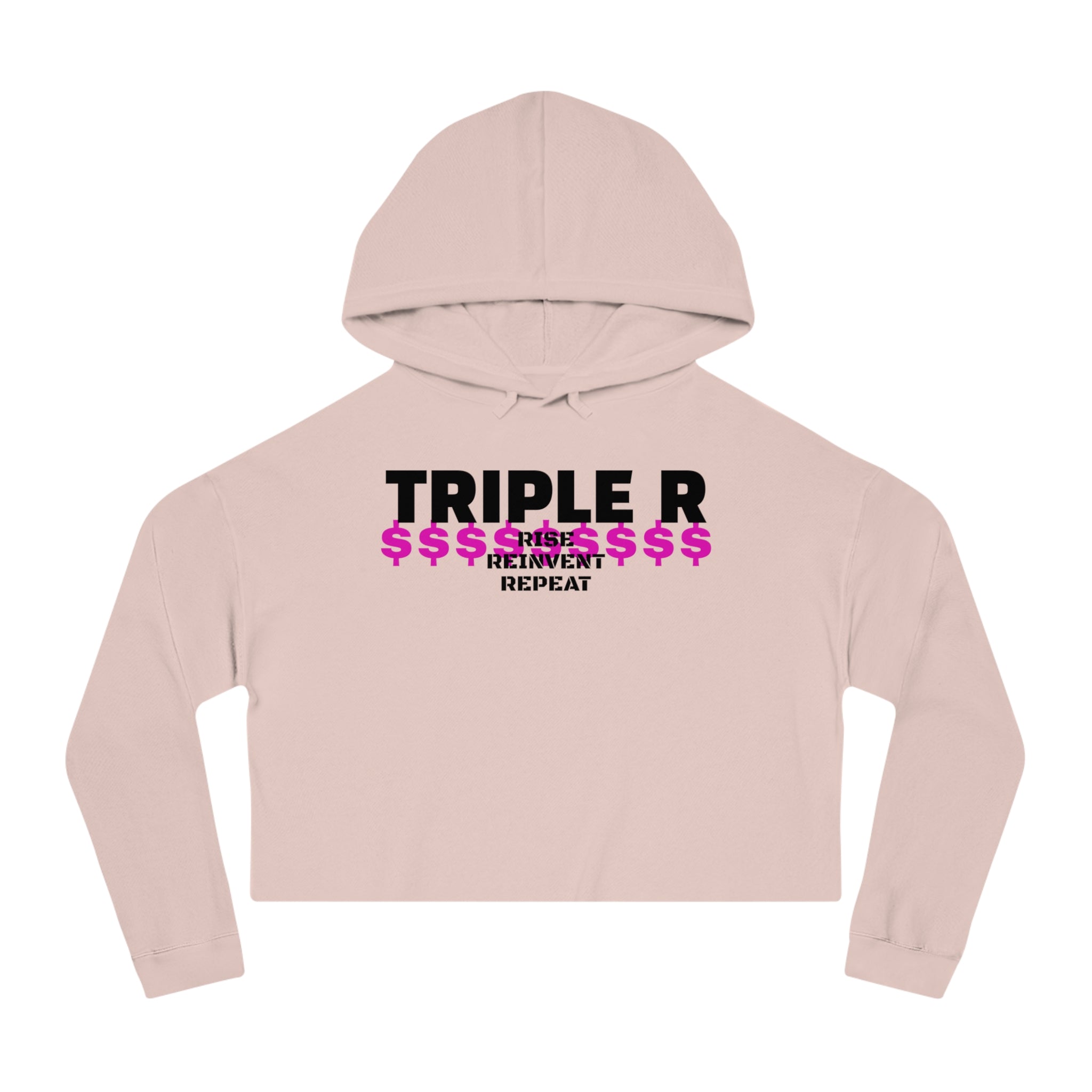 Cropped Hoodie — TRIPLE R "Repeat" Money Graphic Women's Sweatshirt