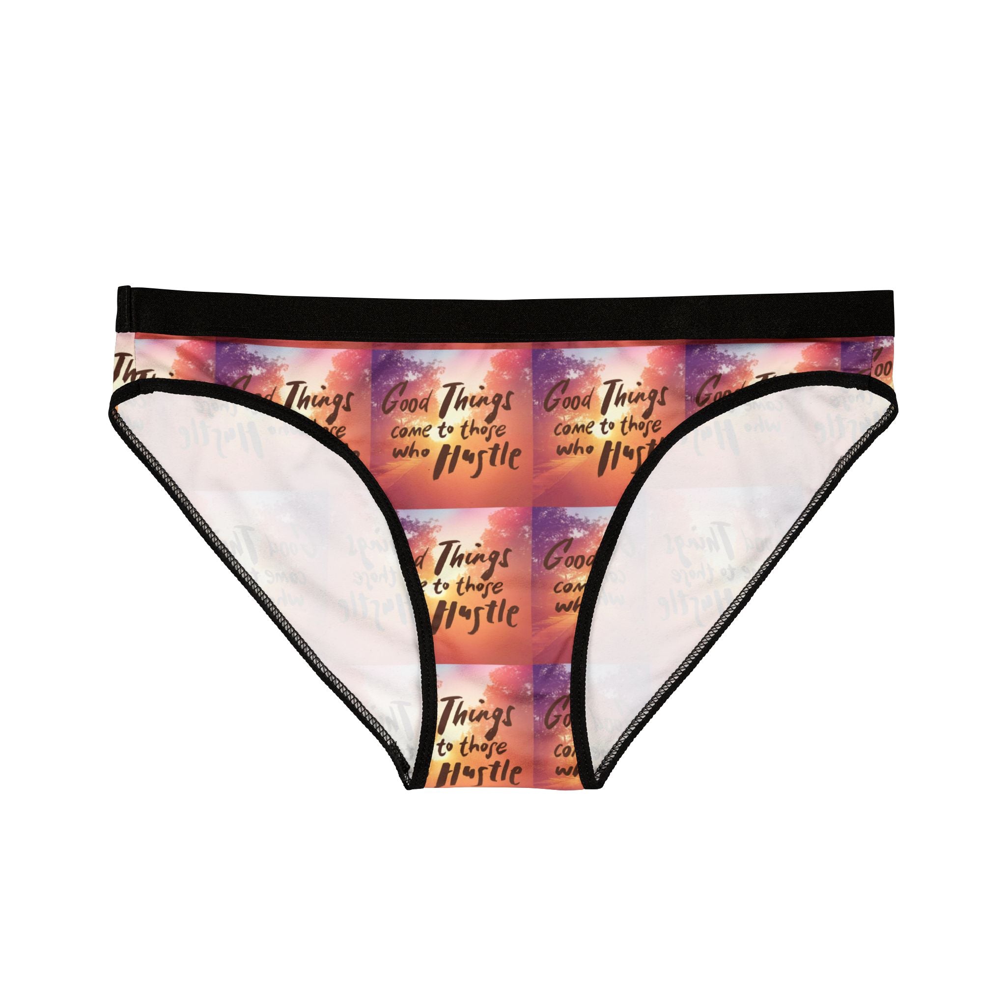 Women's Bikini Underwear — 'Good Things Come to Those Who Hustle' Motivational Print